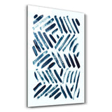 Blaue Pinselstriche – Glasbild