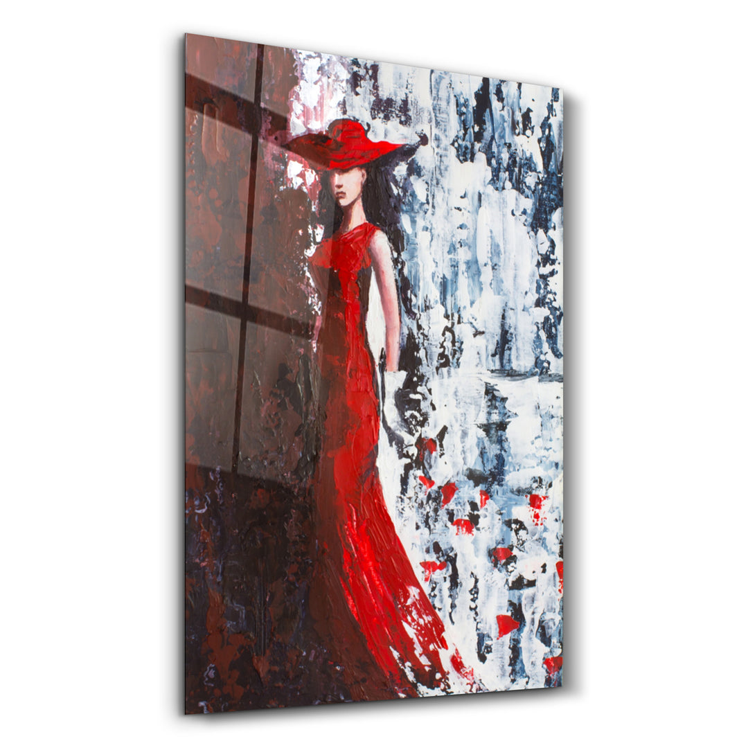 ・"Lady in Red"・Glass Wall Art - ArtDesigna Glass Printing Wall Art