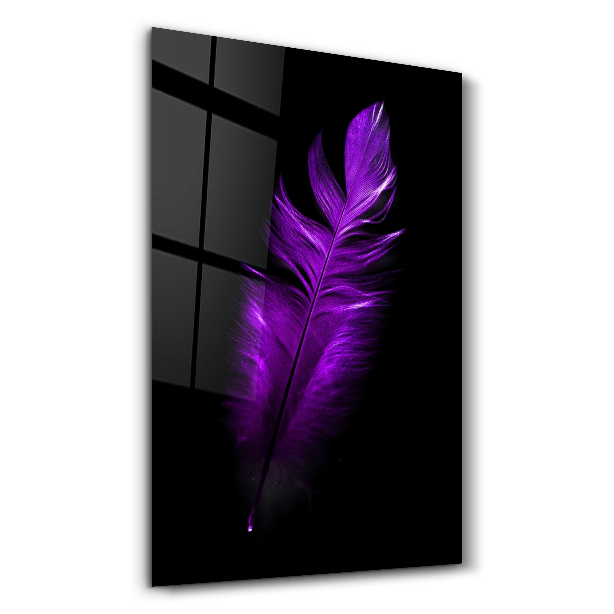 ・"Purple Feather"・Glass Wall Art - ArtDesigna Glass Printing Wall Art