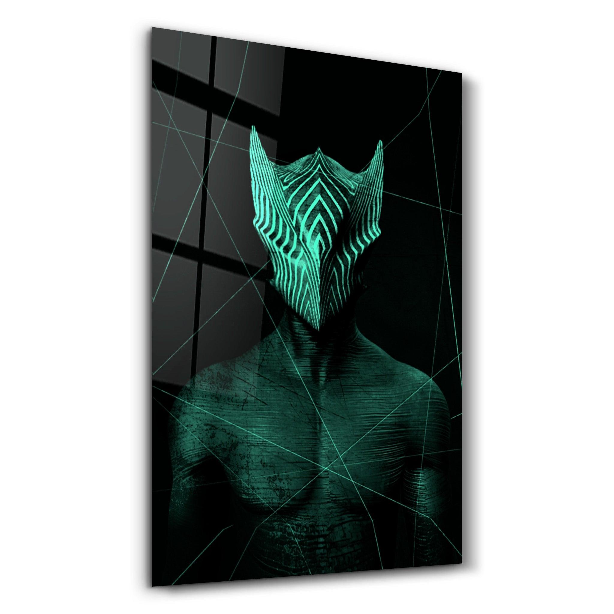 ・"Abstract Masked Man V4"・Glass Wall Art - ArtDesigna Glass Printing Wall Art