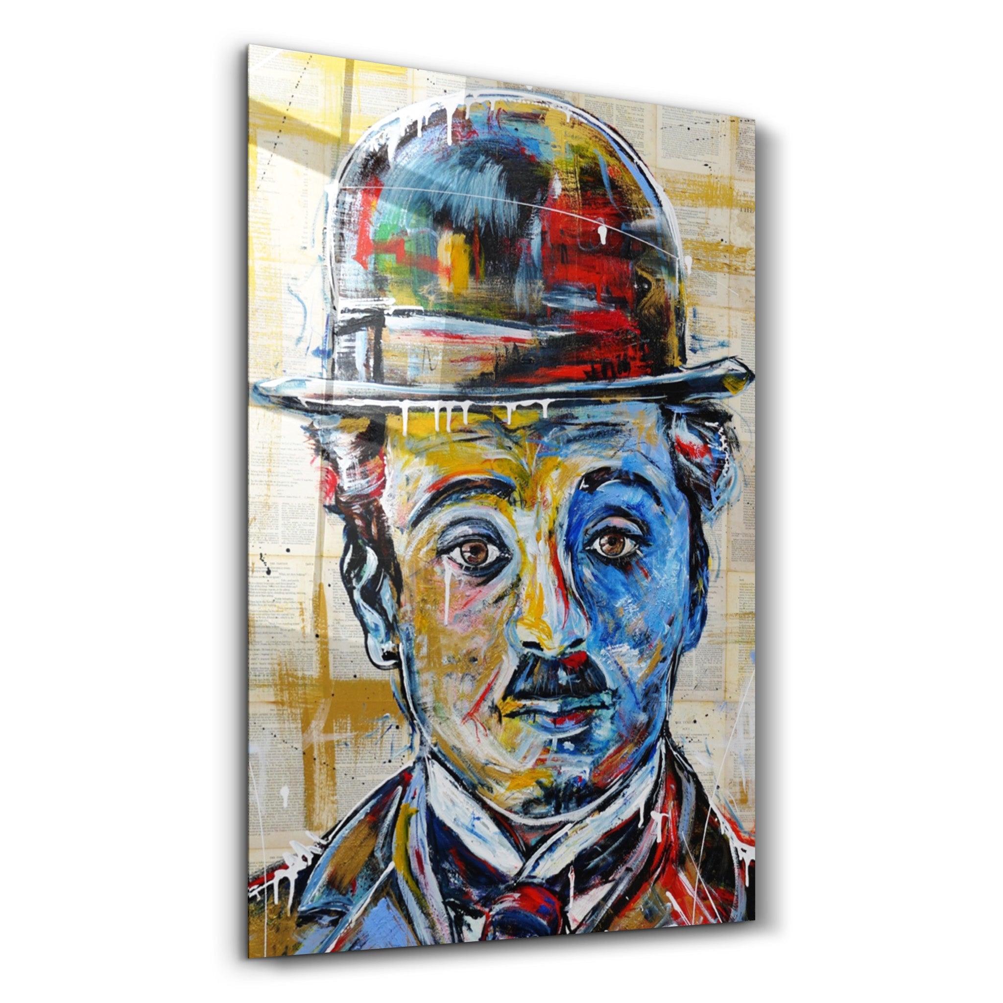 ・"Abstract Chaplin Portrait"・Glass Wall Art - ArtDesigna Glass Printing Wall Art
