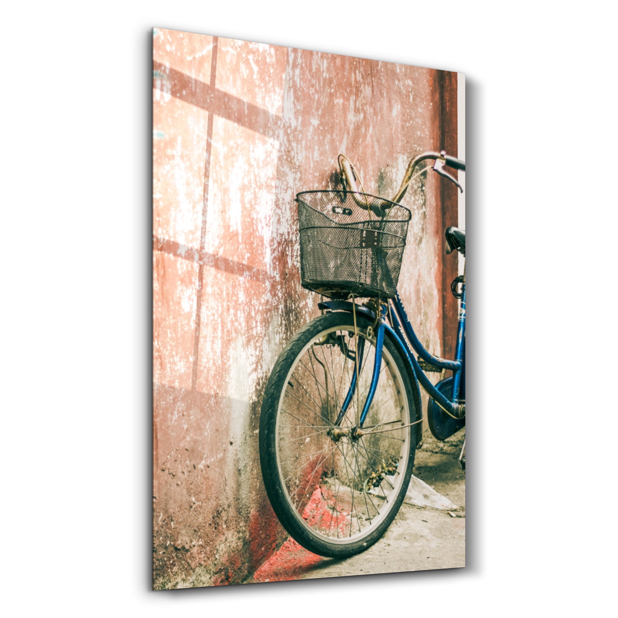 ・"Bicycle with Basket"・Glass Wall Art - ArtDesigna Glass Printing Wall Art