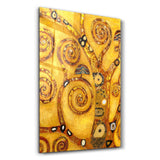 Abstract Golden Tree | Glass Wall Art