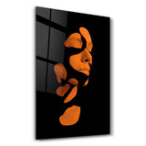 Mysterious Orange Face | Glass Wall Art