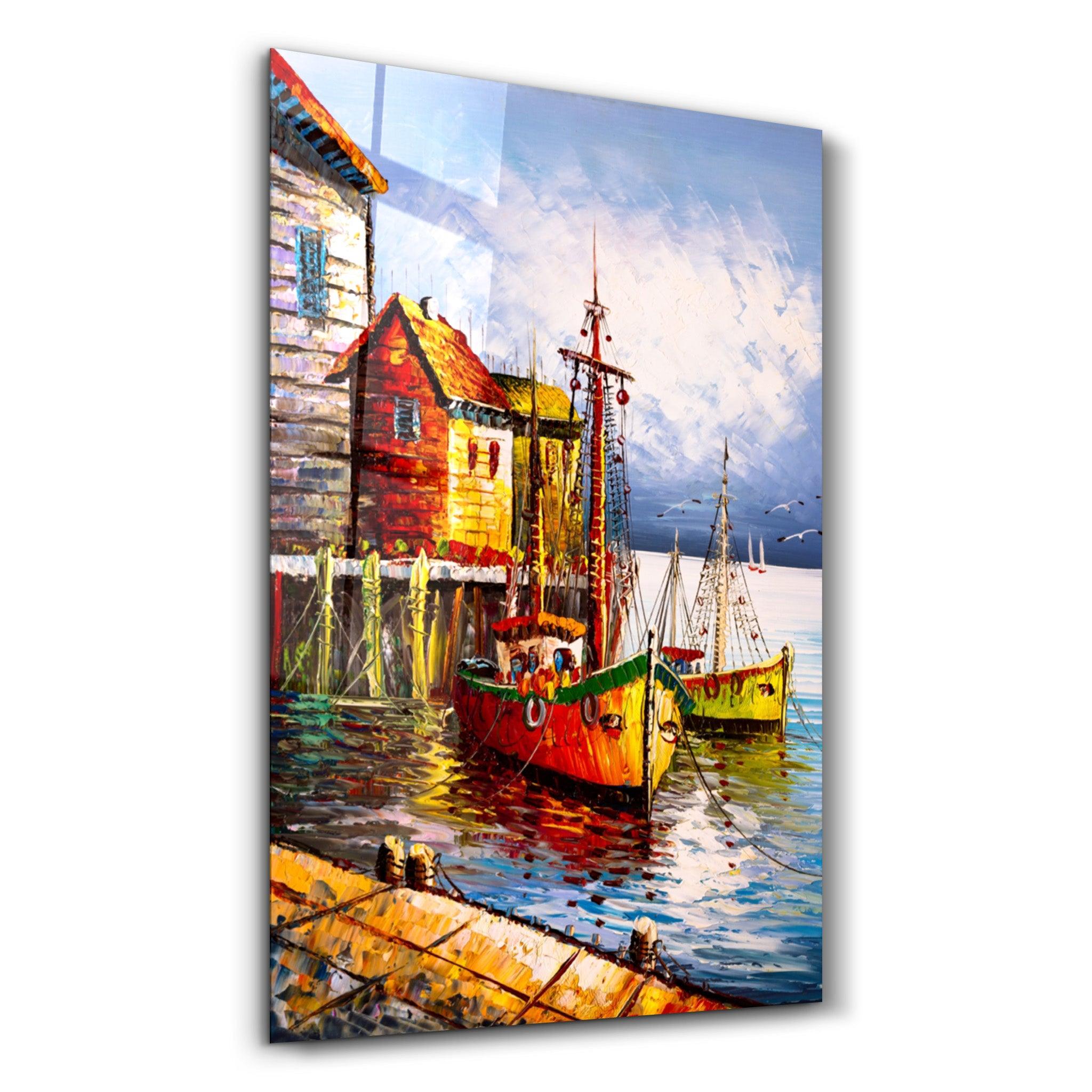 Boats and Houses | Glass Wall Art - ArtDesigna Glass Printing Wall Art