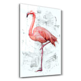 Abstrakter Flamingo – Glasbild