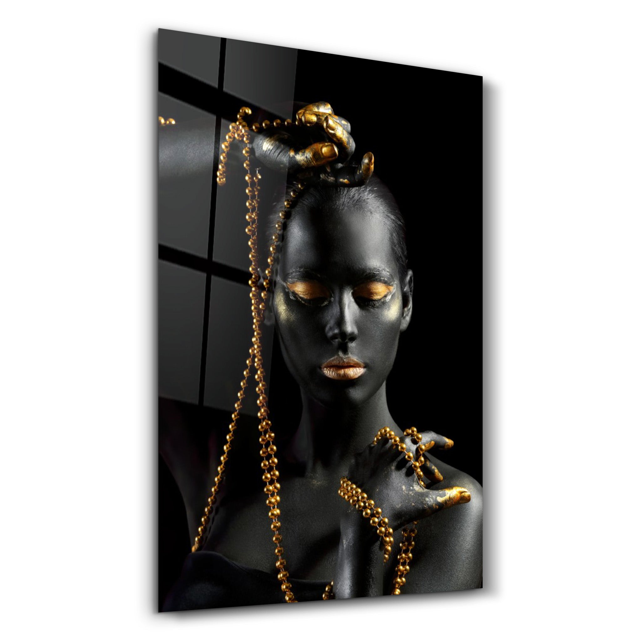 ・"Golden Lips v2"・Glass Wall Art - ArtDesigna Glass Printing Wall Art