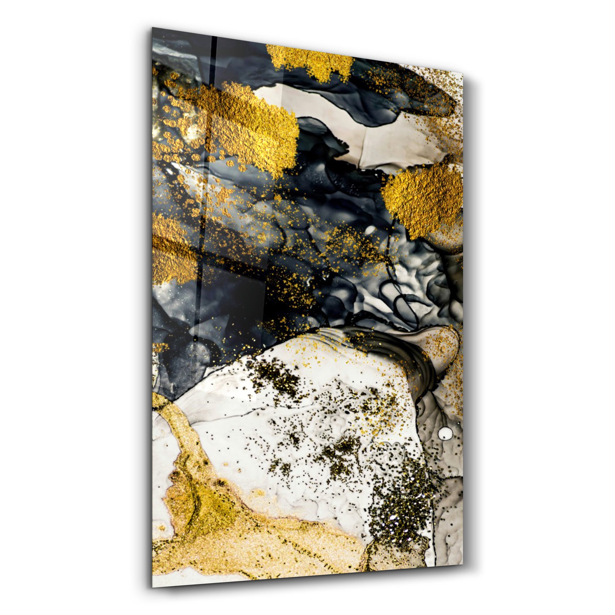 ・"Golden Abstract 1"・Glass Wall Art - ArtDesigna Glass Printing Wall Art