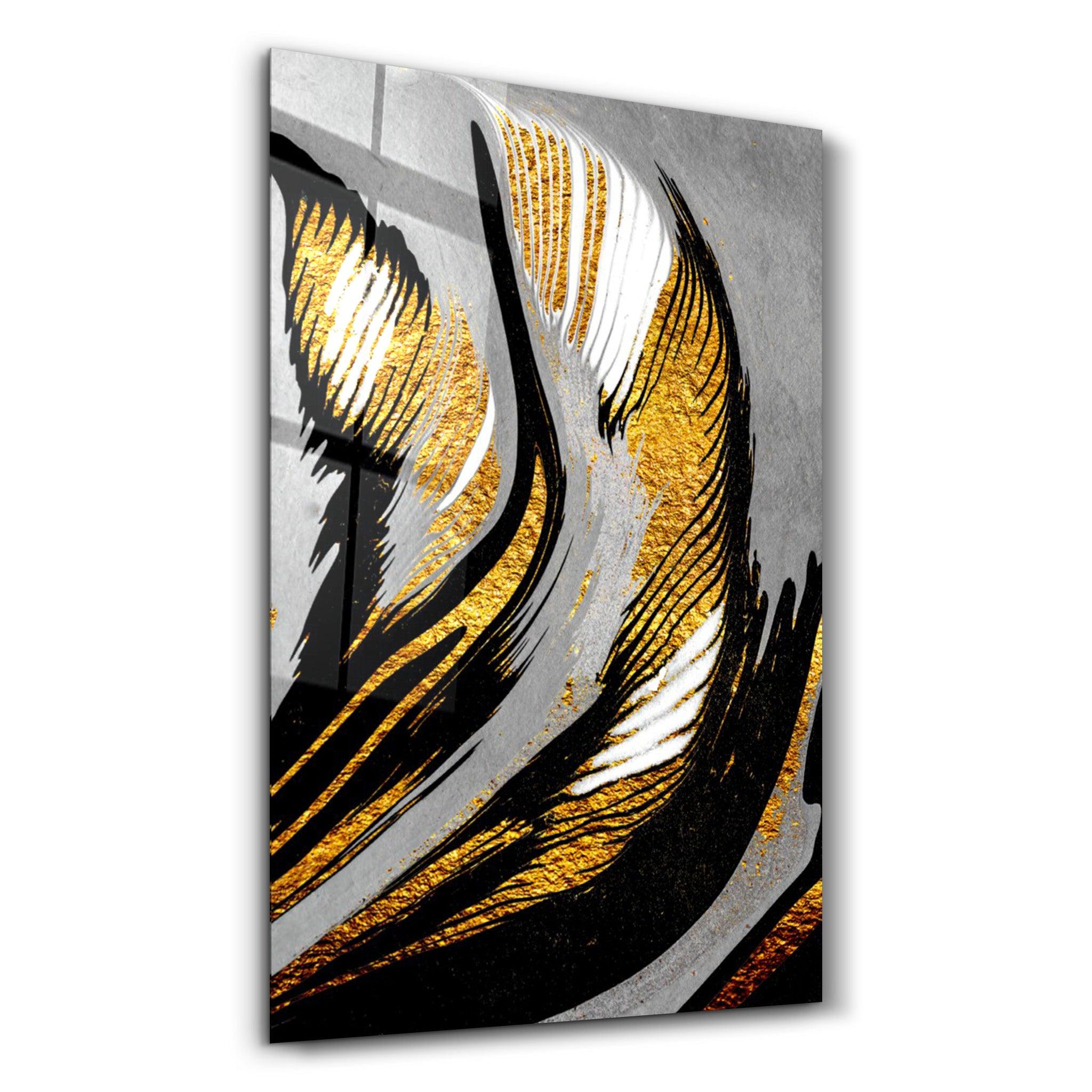 Golden Abstract 2 | Glass Wall Art - ArtDesigna Glass Printing Wall Art