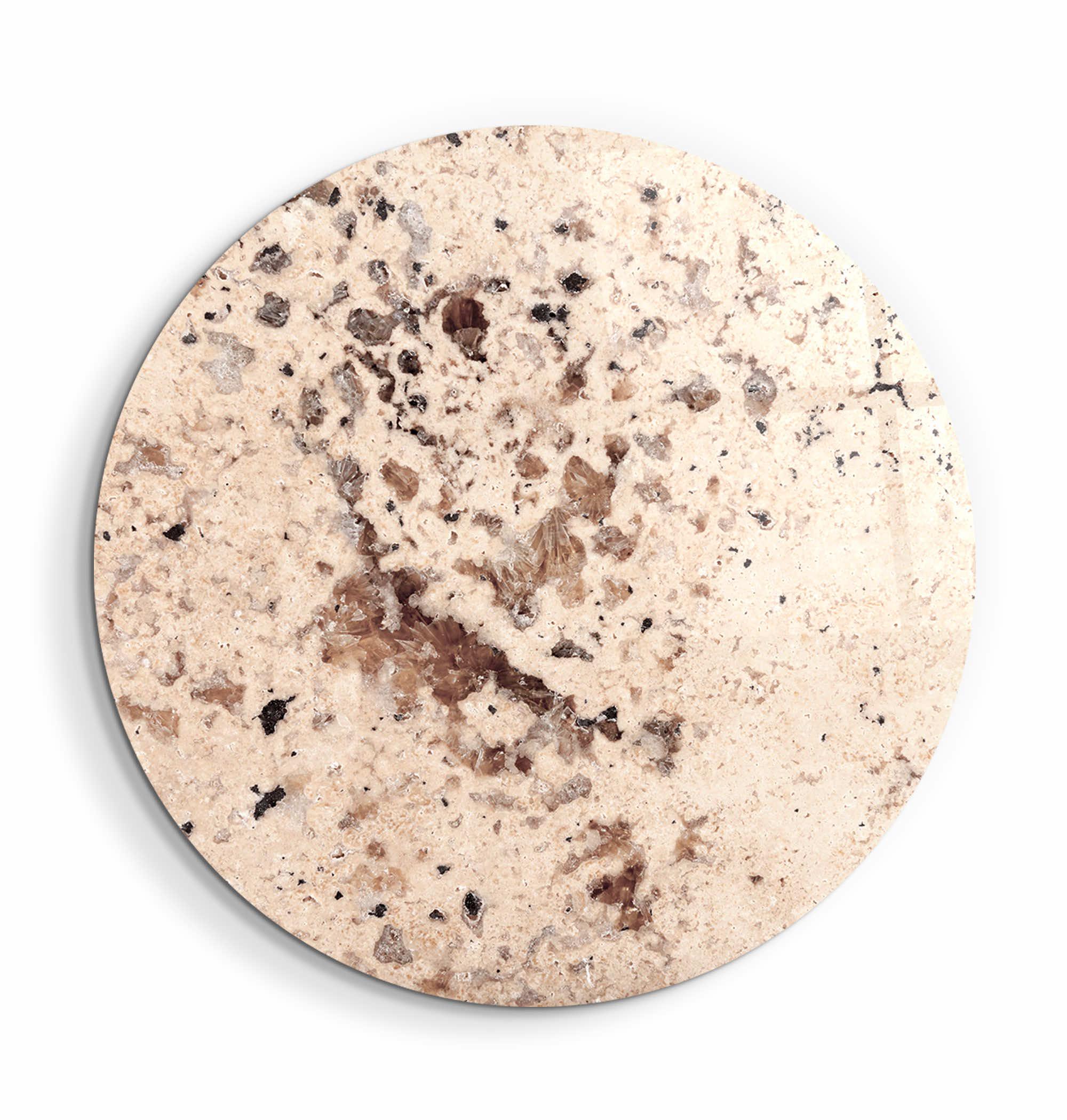 ・"Stone with Crystals - Beige"・Rounded Glass Wall Art