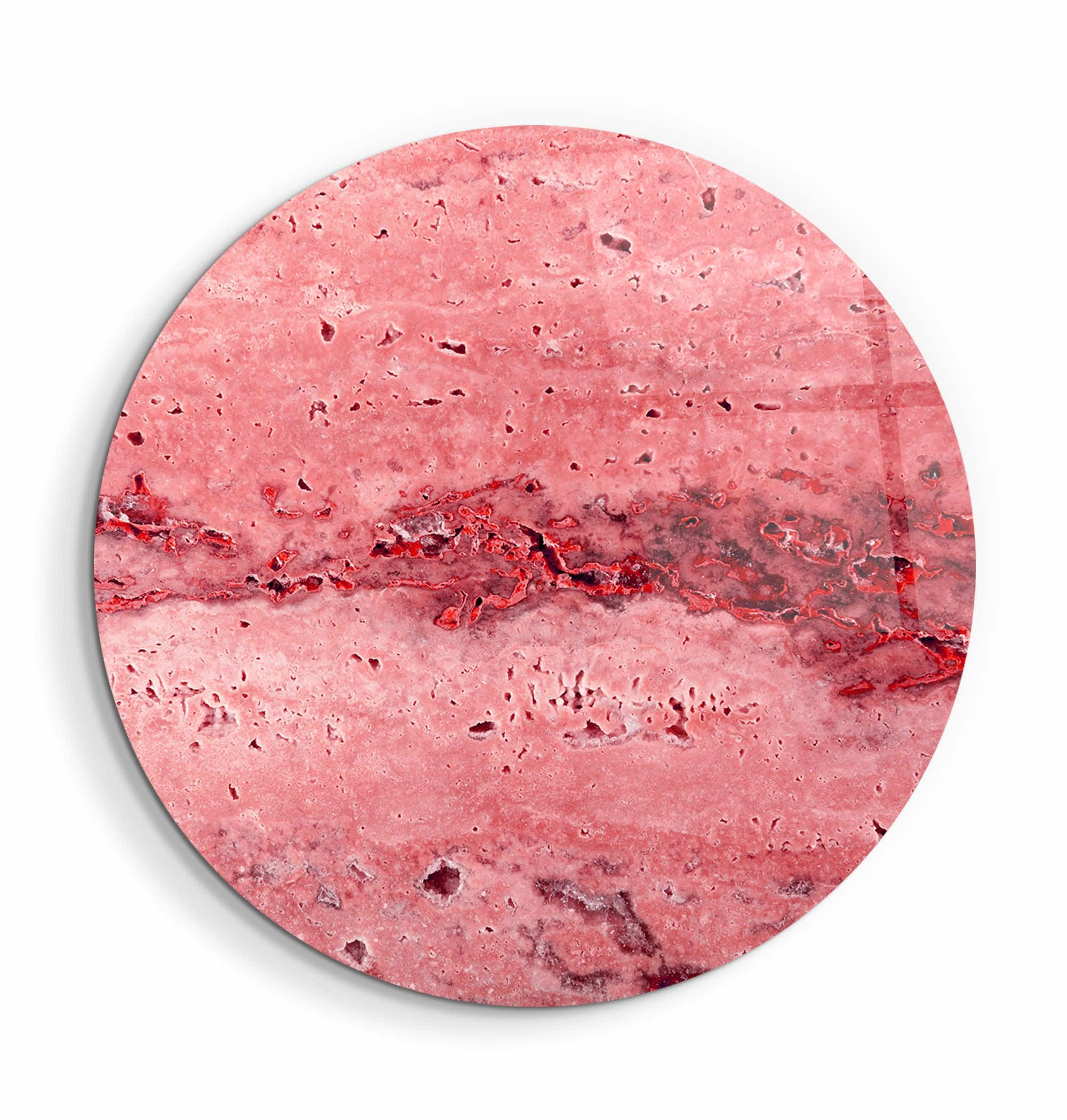 ・"Travertine Stone - PinkRed"・Rounded Glass Wall Art