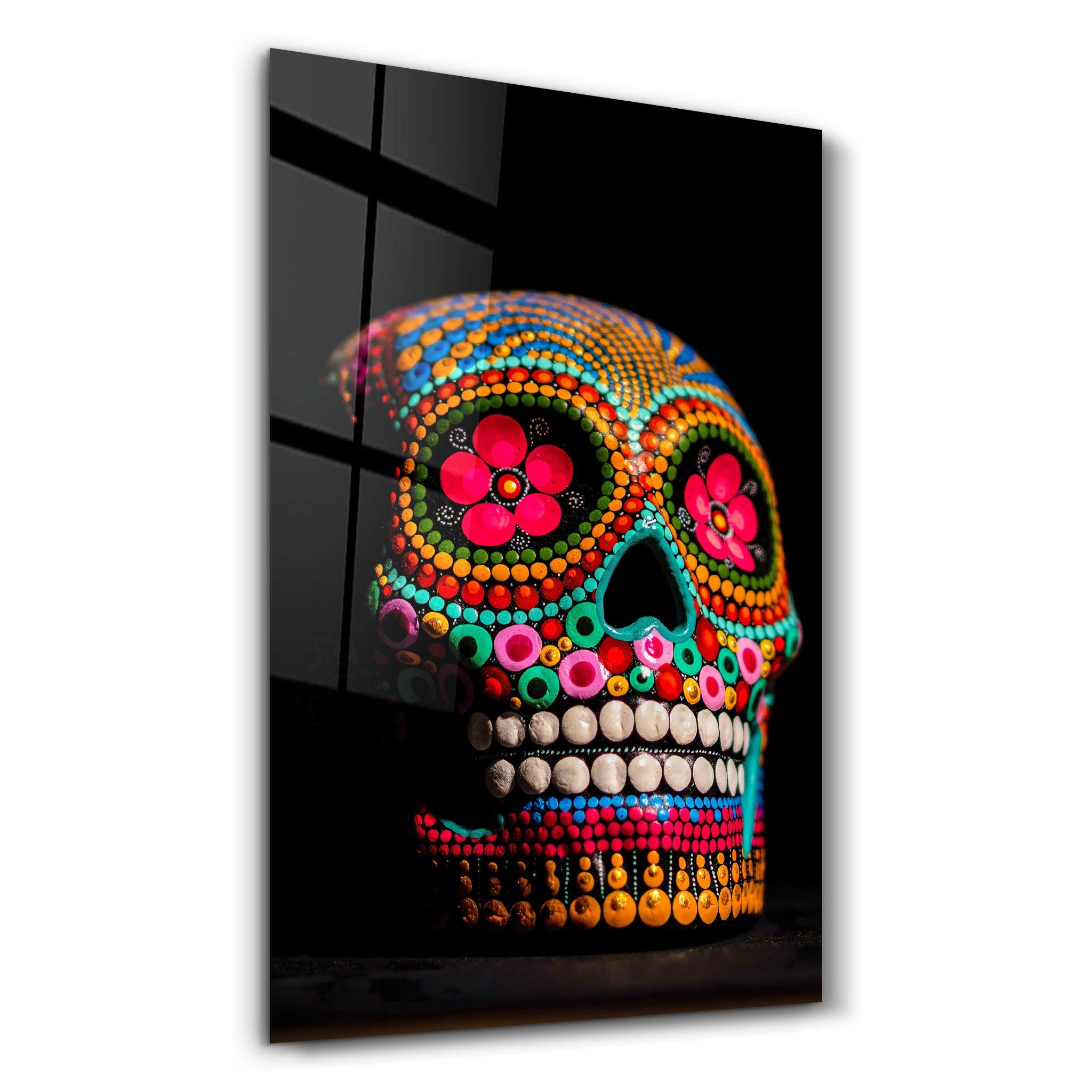 Sugar Skull - Mexican Skull | Designers Collection Glass Wall Art - ArtDesigna Glass Printing Wall Art