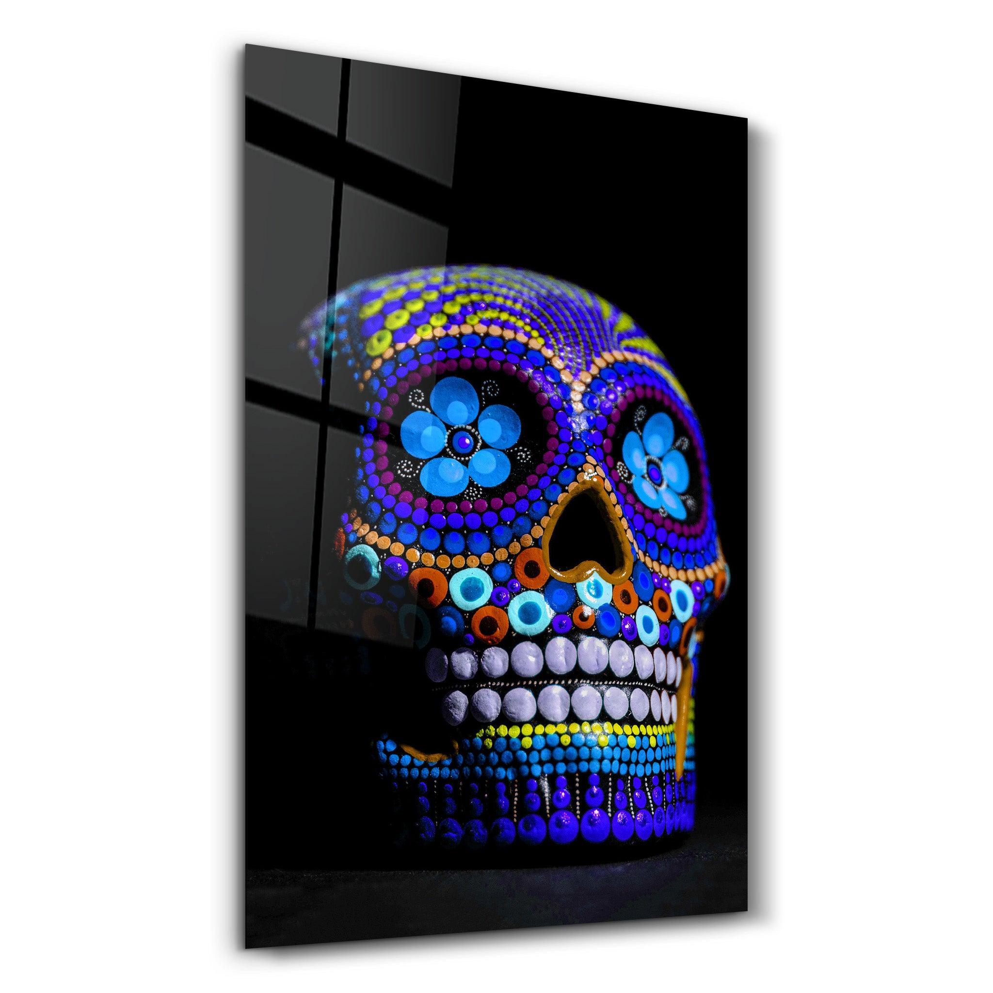 Sugar Skull -Mexican Skull V2 | Designers Collection Glass Wall Art - ArtDesigna Glass Printing Wall Art