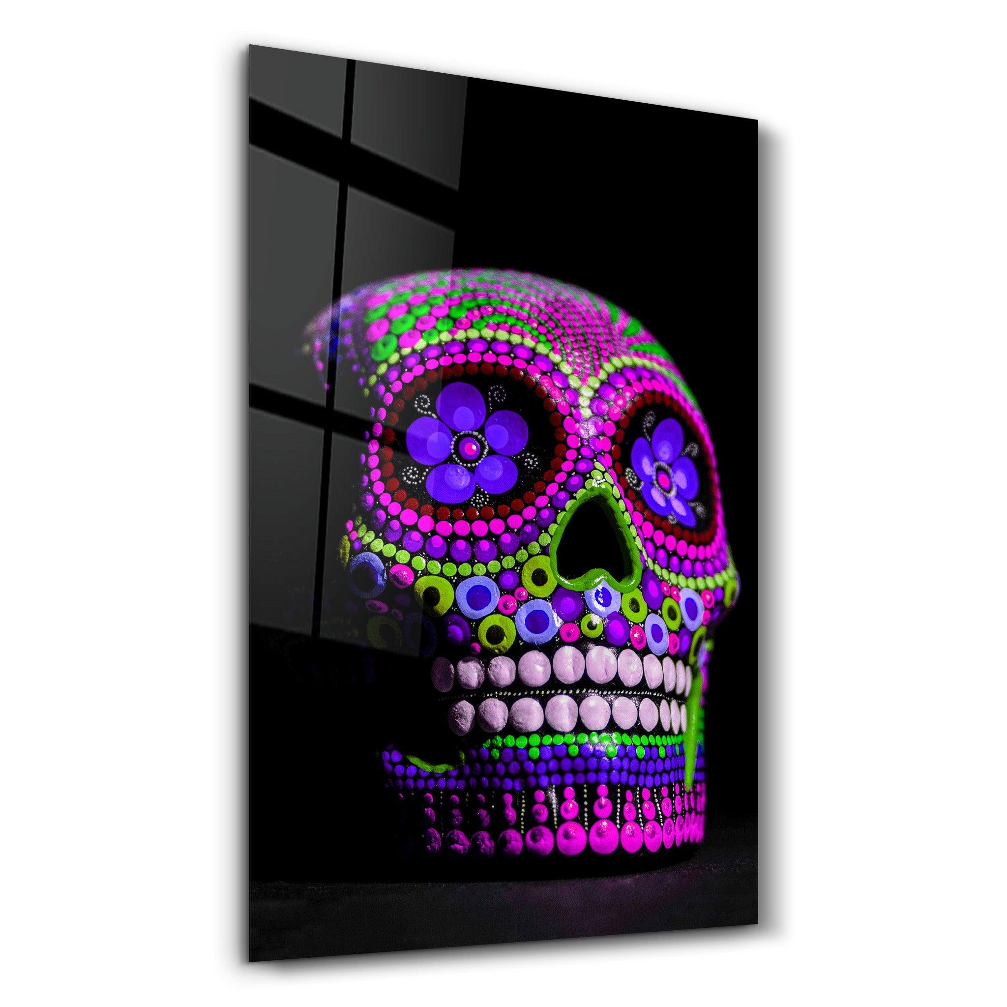 Sugar Skull -Mexican Skull V1 | Designers Collection Glass Wall Art - ArtDesigna Glass Printing Wall Art