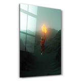 Flying Astronaut with Balloons | Designer's Collection Glass Wall Art