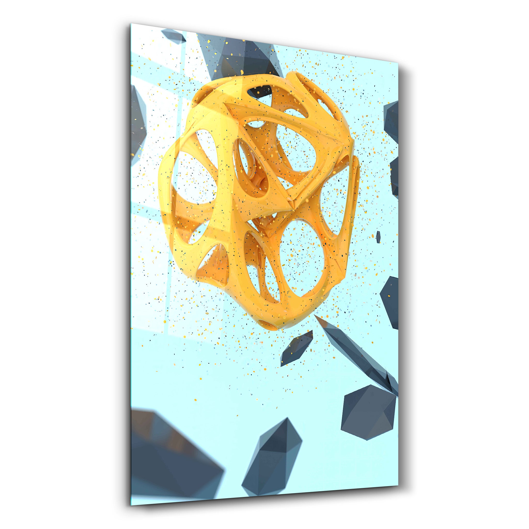 ・"Abstract Yellow and Emerald V2"・Designer's Collection Glass Wall Art - ArtDesigna Glass Printing Wall Art