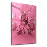 Abstraktes Rosa Modernes Design – Glasbild