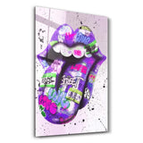 Tongue - Purple | Designer's Collection Glass Wall Art