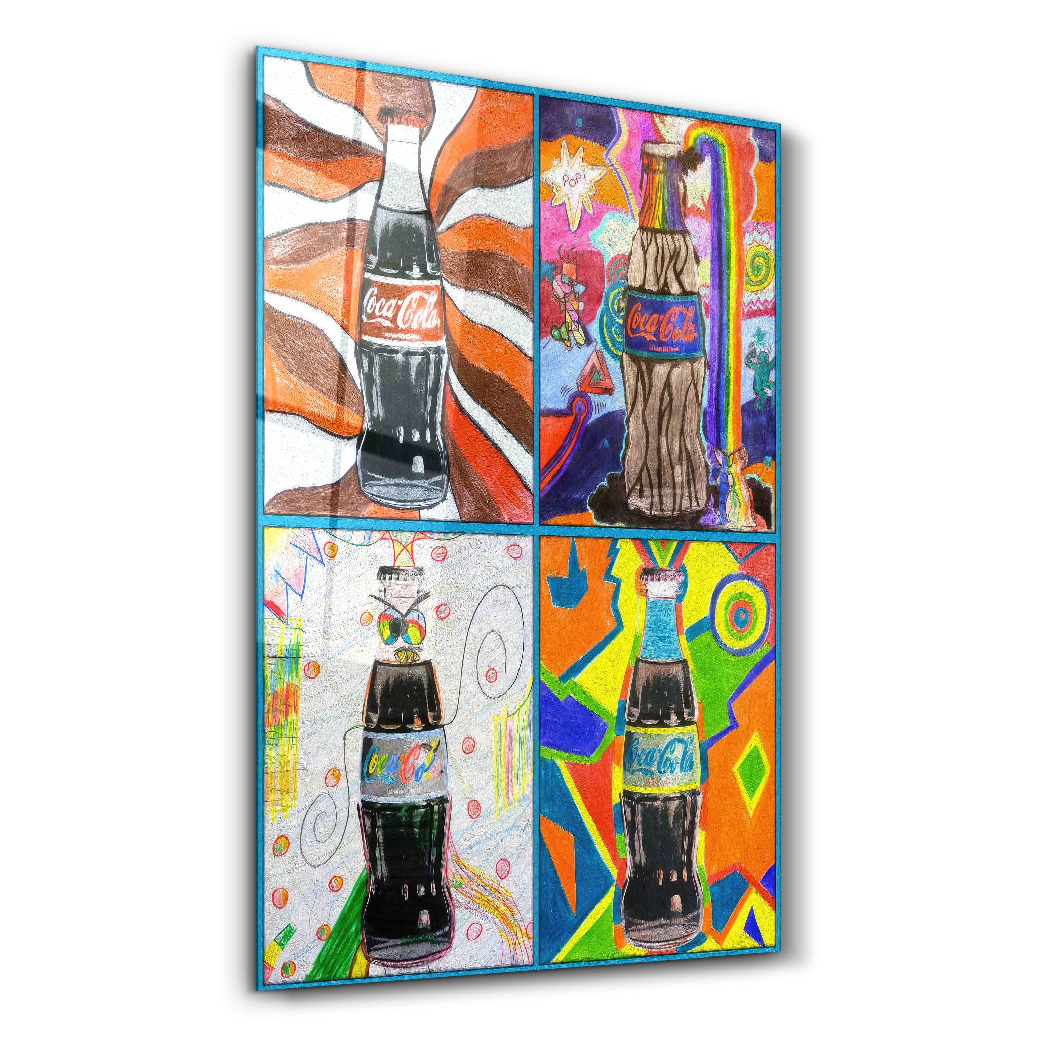 ・"Retro Design Coke Bottles"・Contemporary Collection Glass Wall Art - ArtDesigna Glass Printing Wall Art