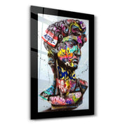 Bordered Statue Pop Art | Designer's Collection Glass Wall Art - ArtDesigna Glass Printing Wall Art