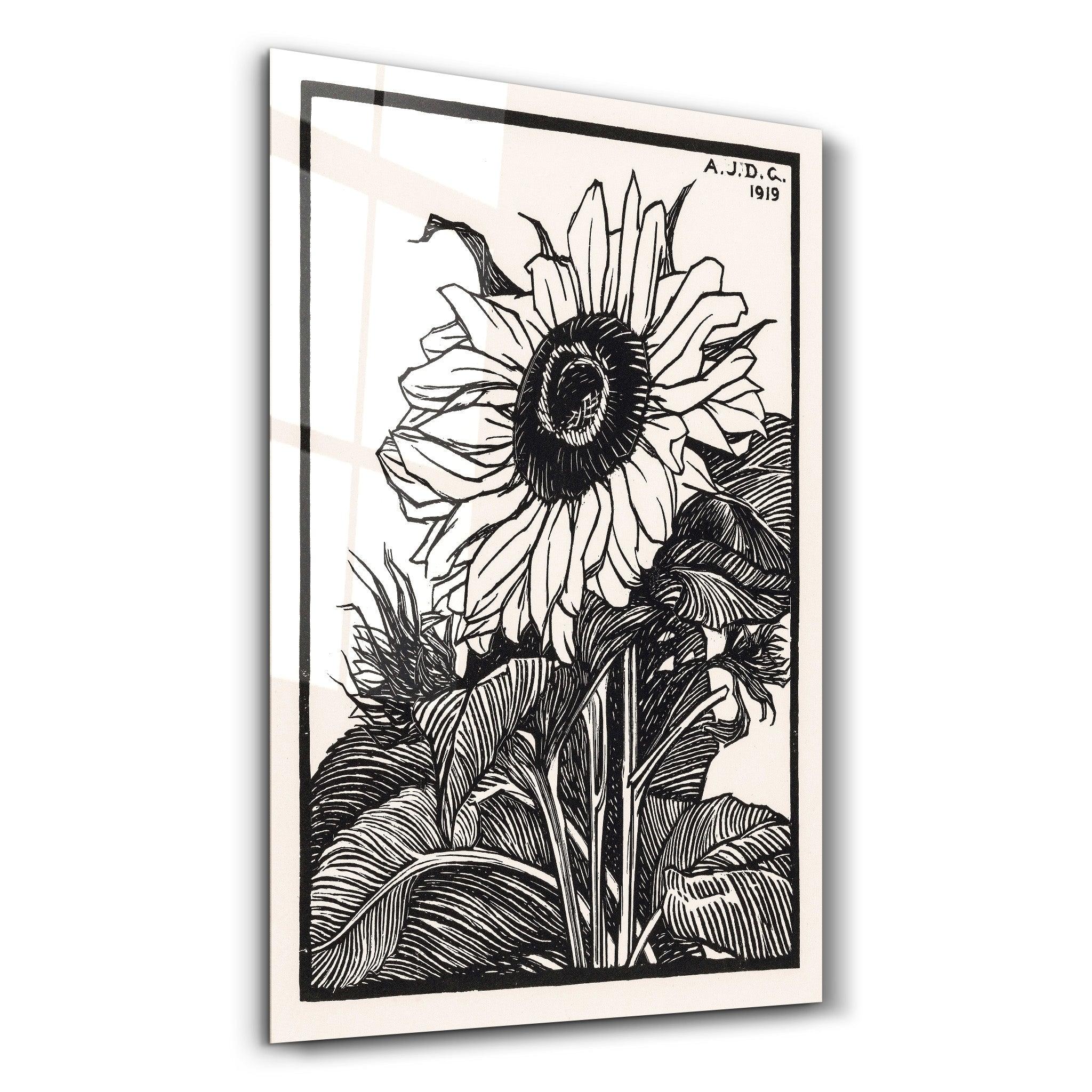 Sunflower 1919 by Julie de Graag | Gallery Print Collection Glass Wall Art - ArtDesigna Glass Printing Wall Art