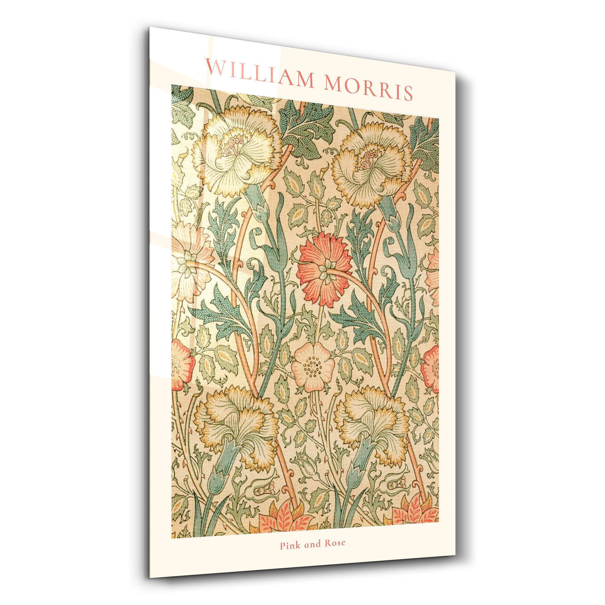 William Morris - Pink and Rose | Gallery Print Collection Glass Wall Art - ArtDesigna Glass Printing Wall Art