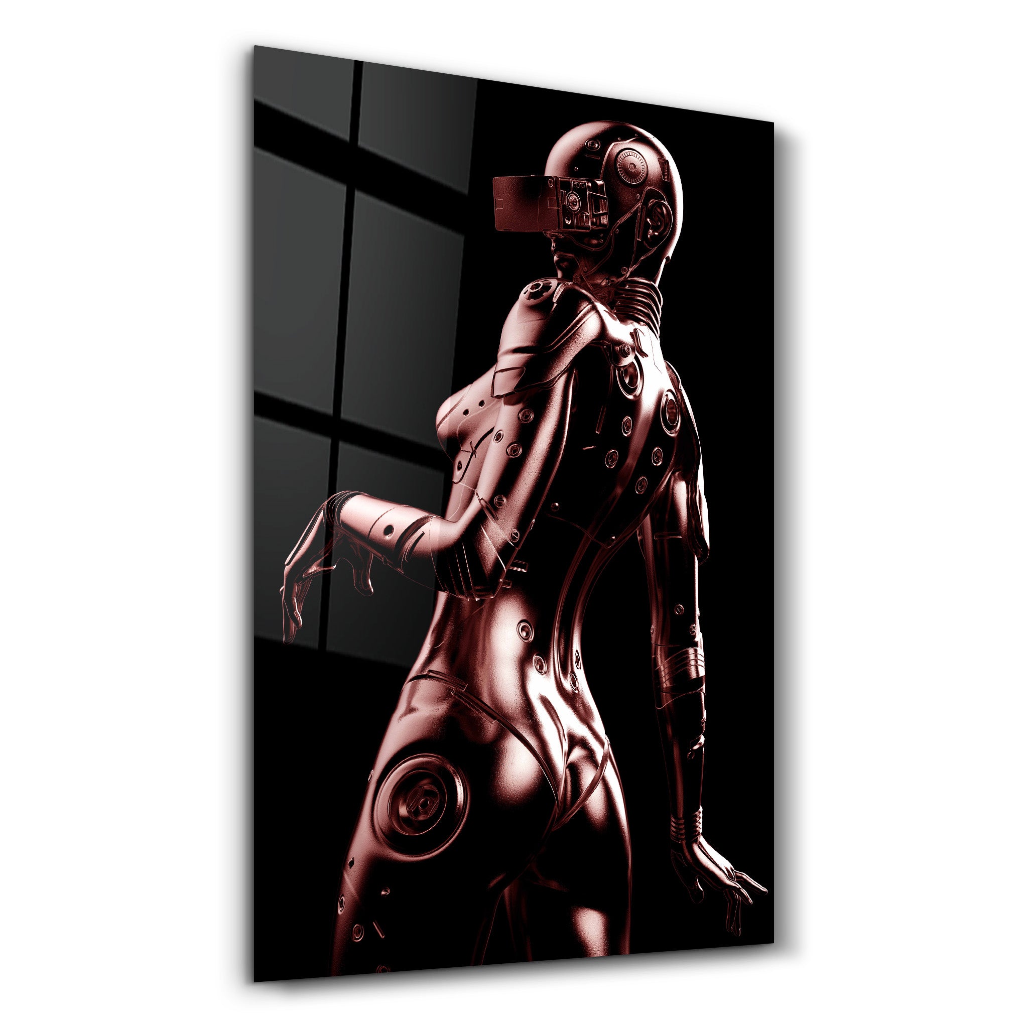・"Robo Girl Bronze"・Designer's Collection Glass Wall Art - ArtDesigna Glass Printing Wall Art