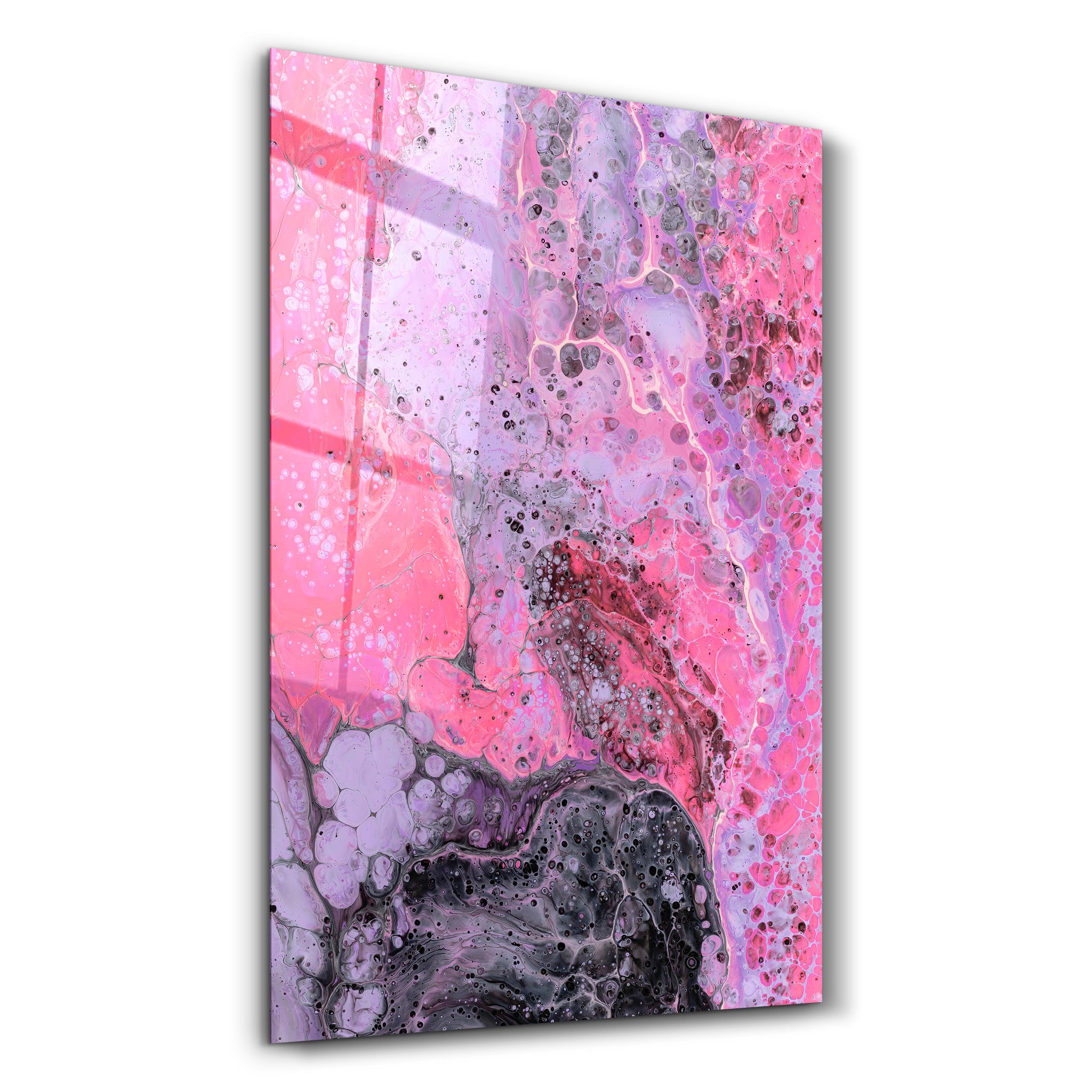 ・"Abstract Purple Ink Drops"・Designer's Collection Glass Wall Art - ArtDesigna Glass Printing Wall Art