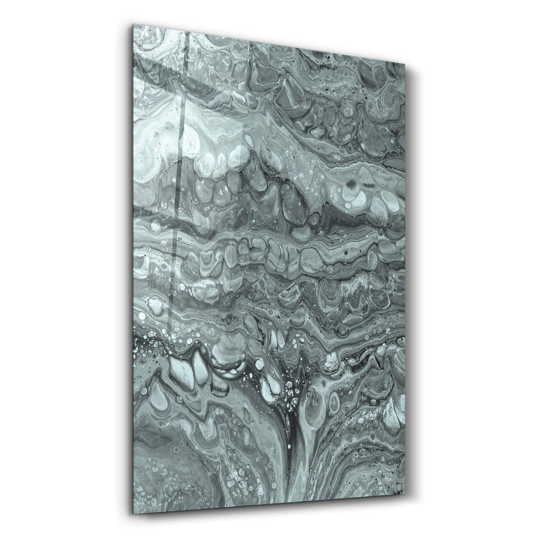 ・"Abstract Gray Green Ink Drops"・Designer's Collection Glass Wall Art - ArtDesigna Glass Printing Wall Art