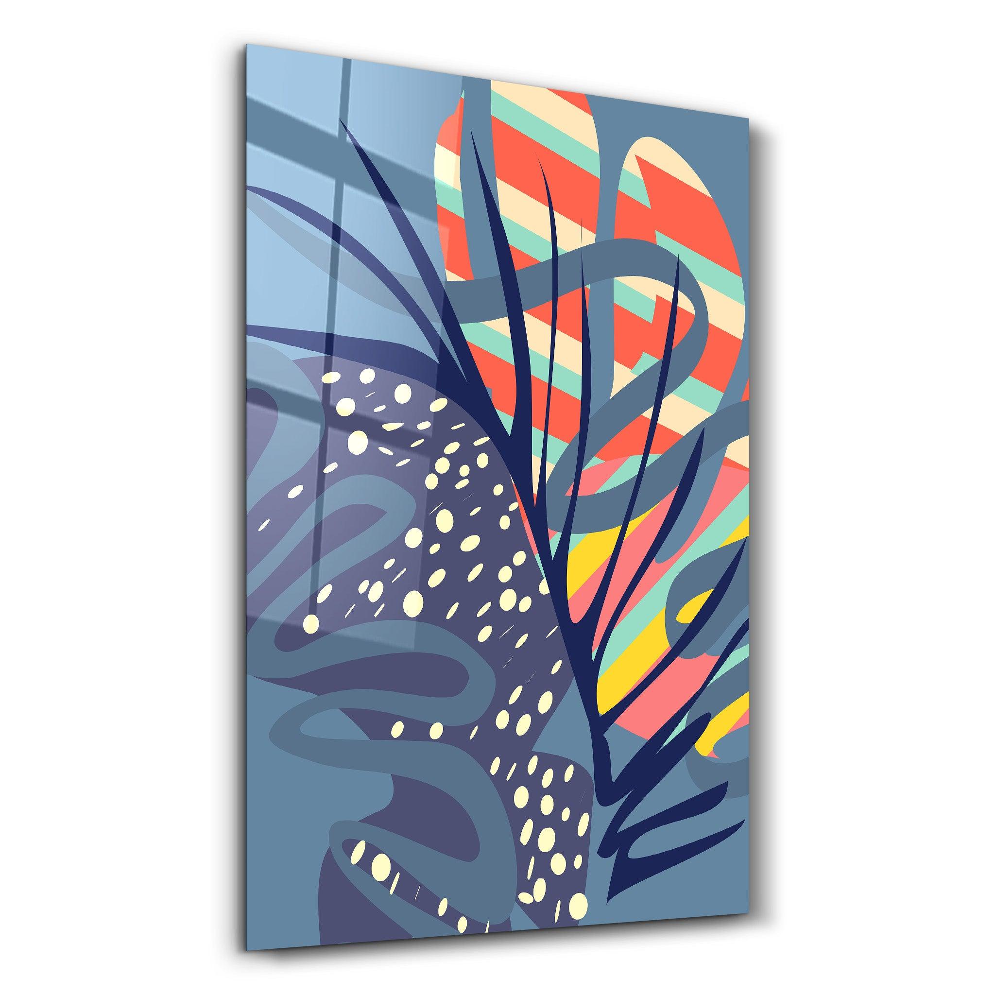 Tropical Leaves Illustration 2 | Glass Wall Art - ArtDesigna Glass Printing Wall Art