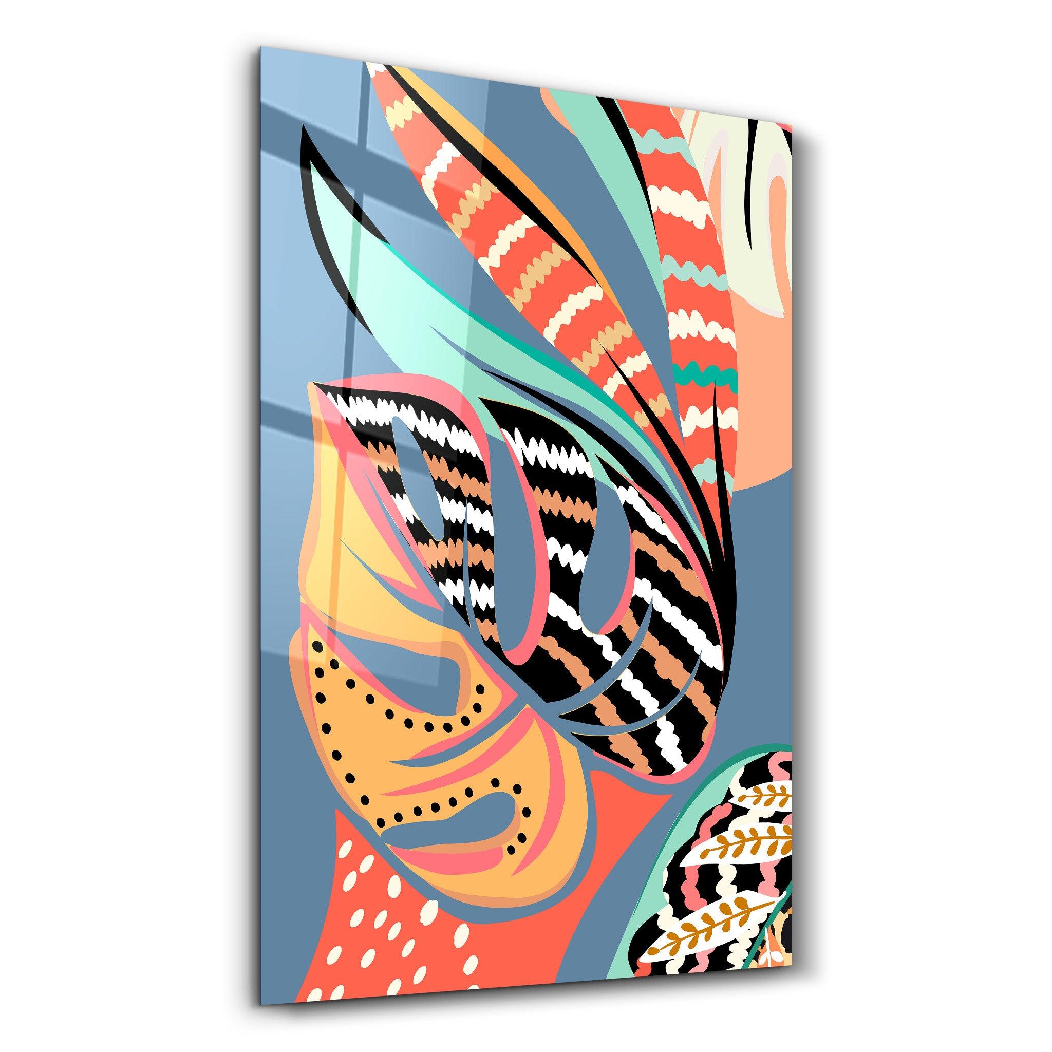Tropical Leaves Illustration 4 | Glass Wall Art - ArtDesigna Glass Printing Wall Art
