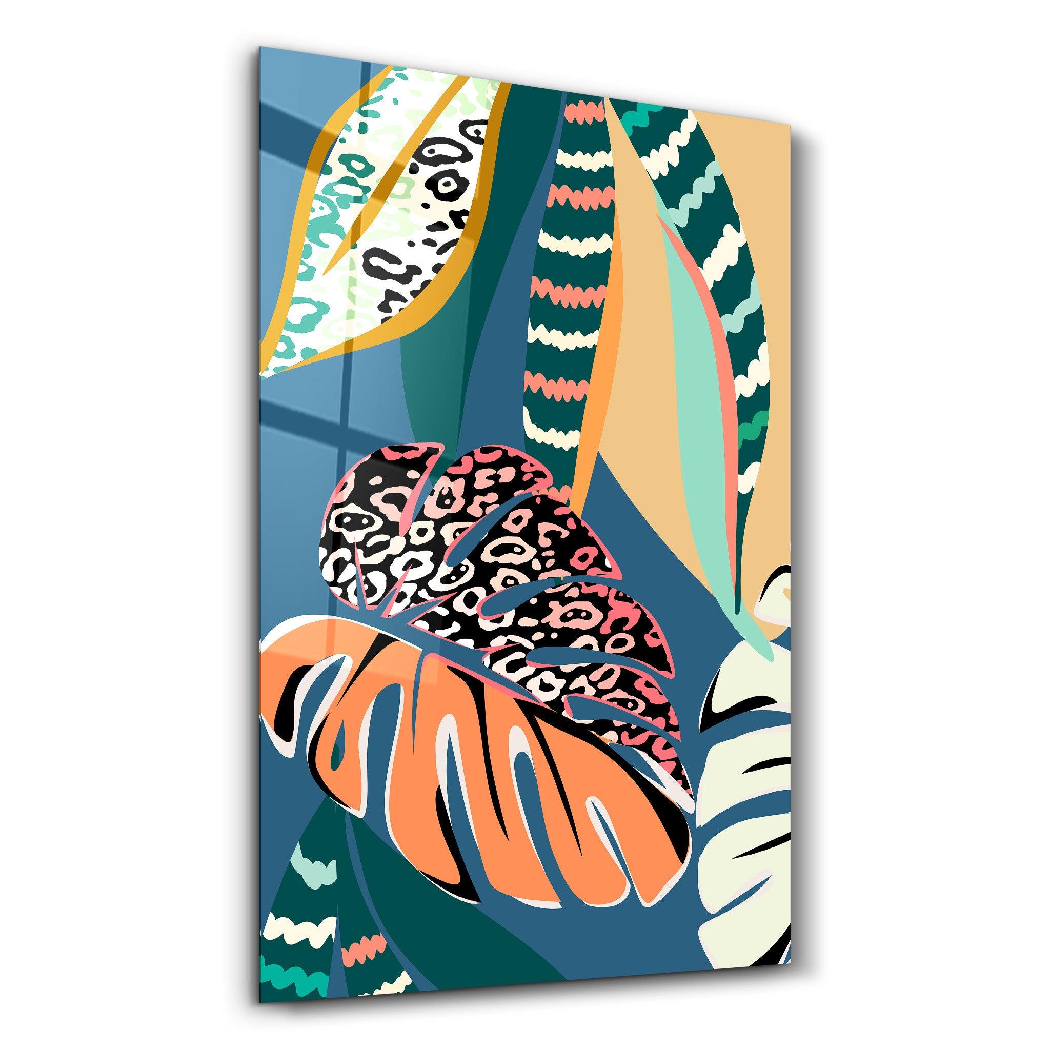 Tropical Leaves Illustration 5 | Glass Wall Art - ArtDesigna Glass Printing Wall Art