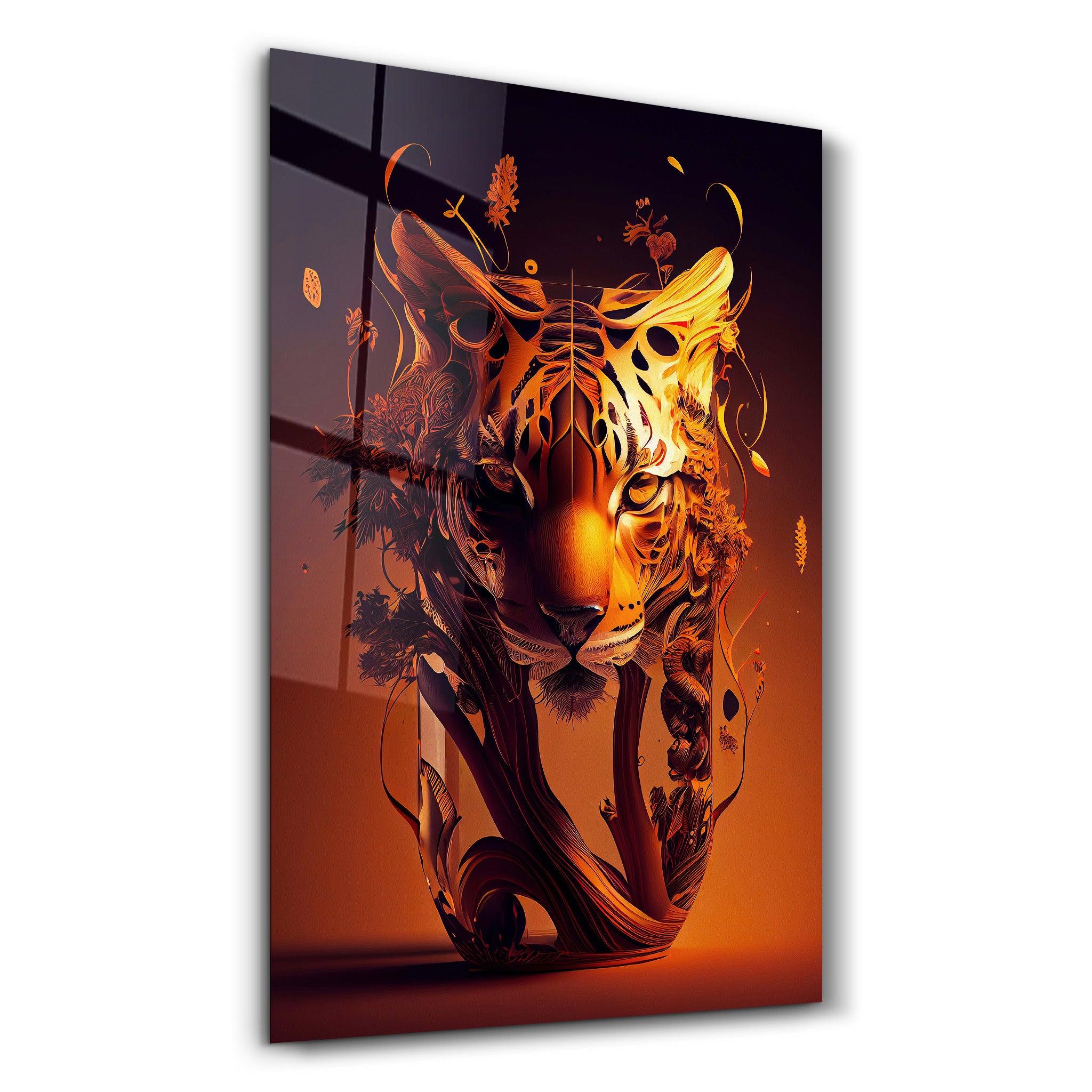Tiger Vase | Secret World Collection Glass Wall Art - ArtDesigna Glass Printing Wall Art
