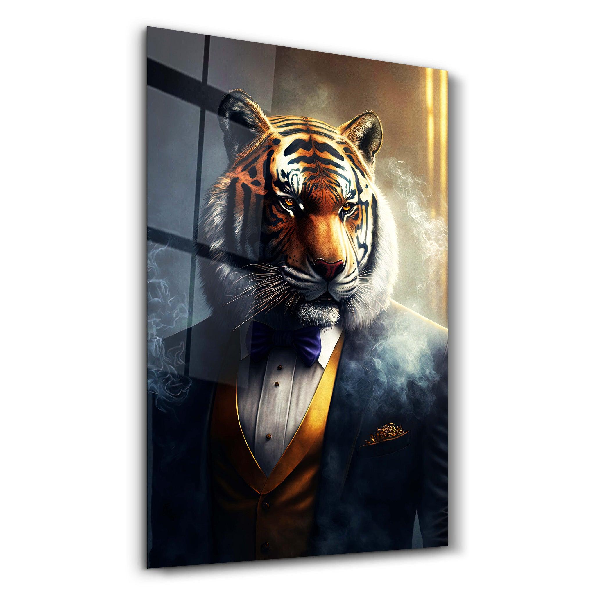 Mr. Tiger | Secret World Collection Glass Wall Art - ArtDesigna Glass Printing Wall Art