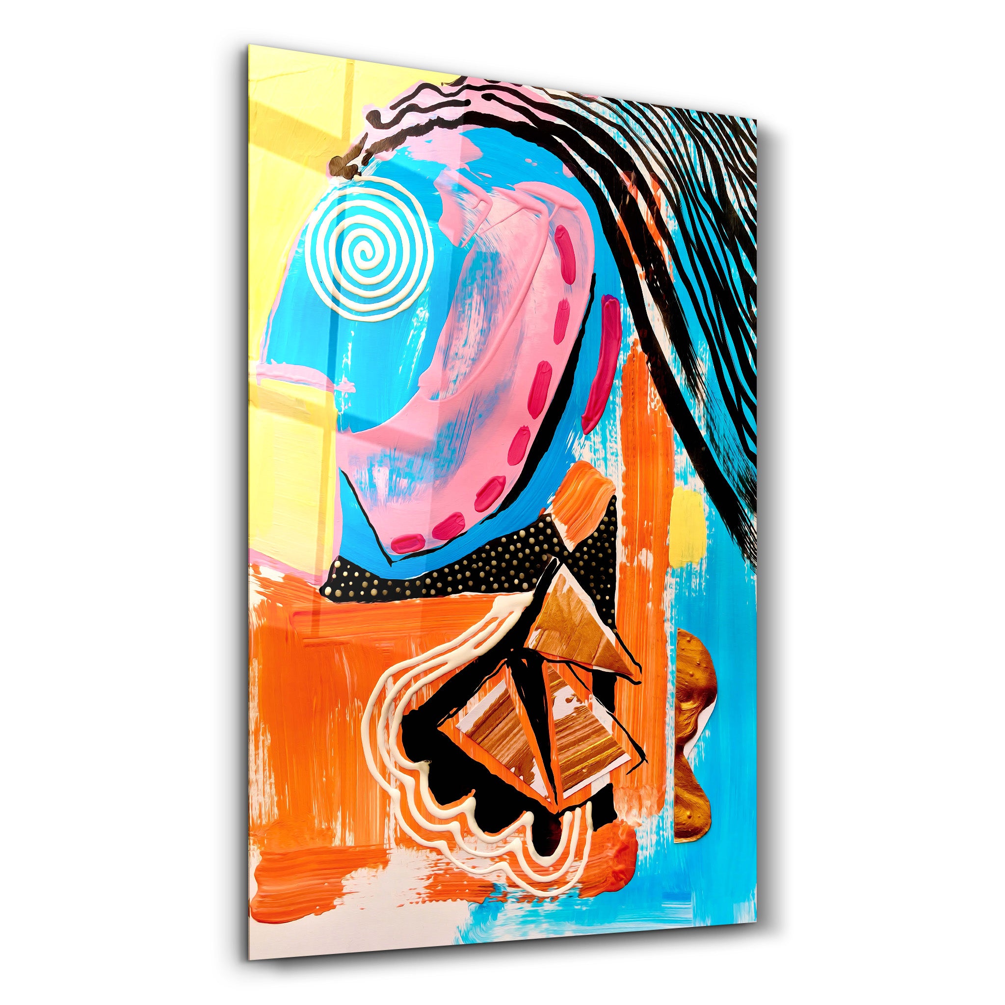 ・"Abstract Weird Face Oil Painting"・Glass Wall Art - ArtDesigna Glass Printing Wall Art