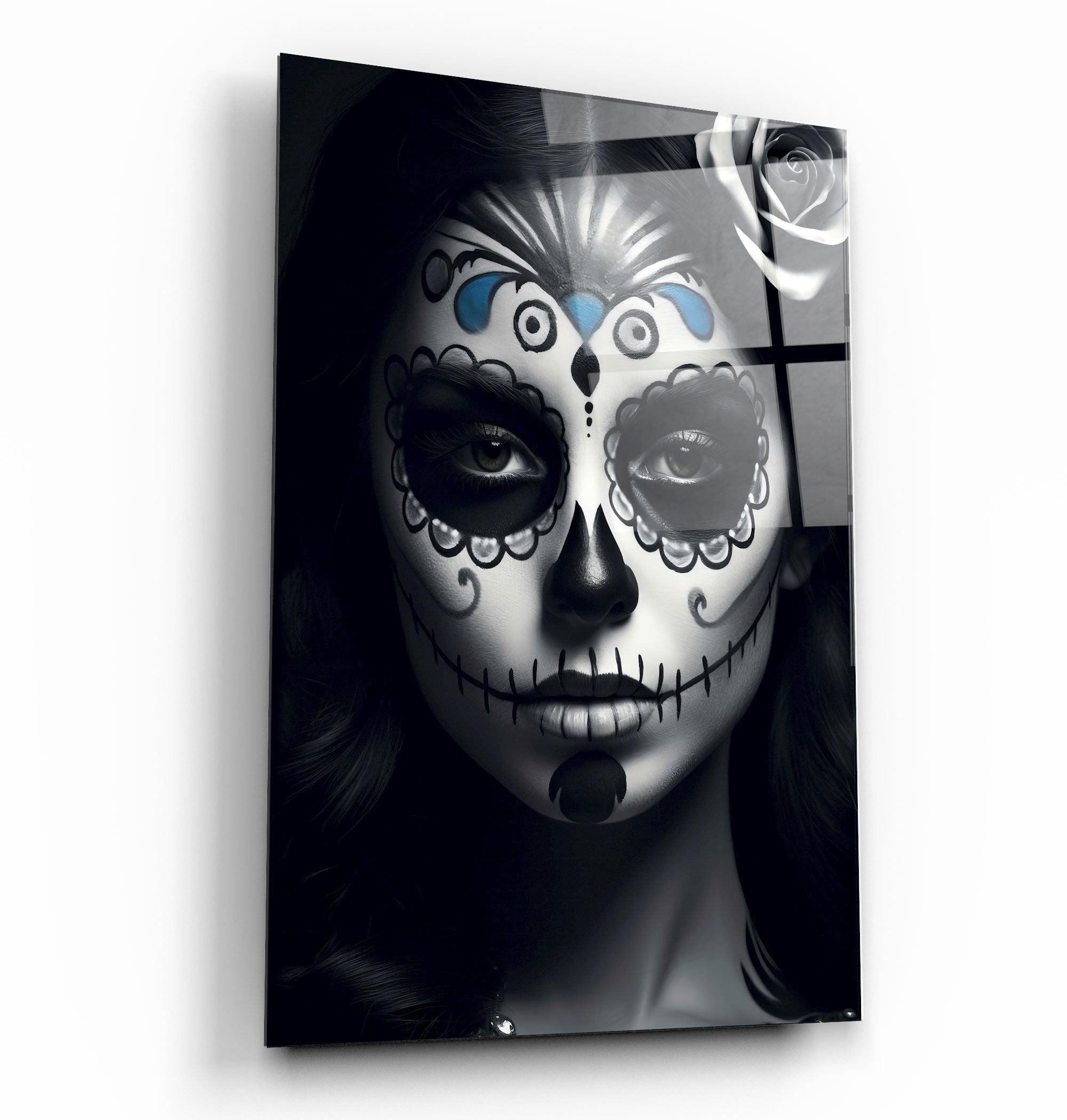・"Sugar Skull Make Up"・Designers Collection Glass Wall Art - ArtDesigna Glass Printing Wall Art