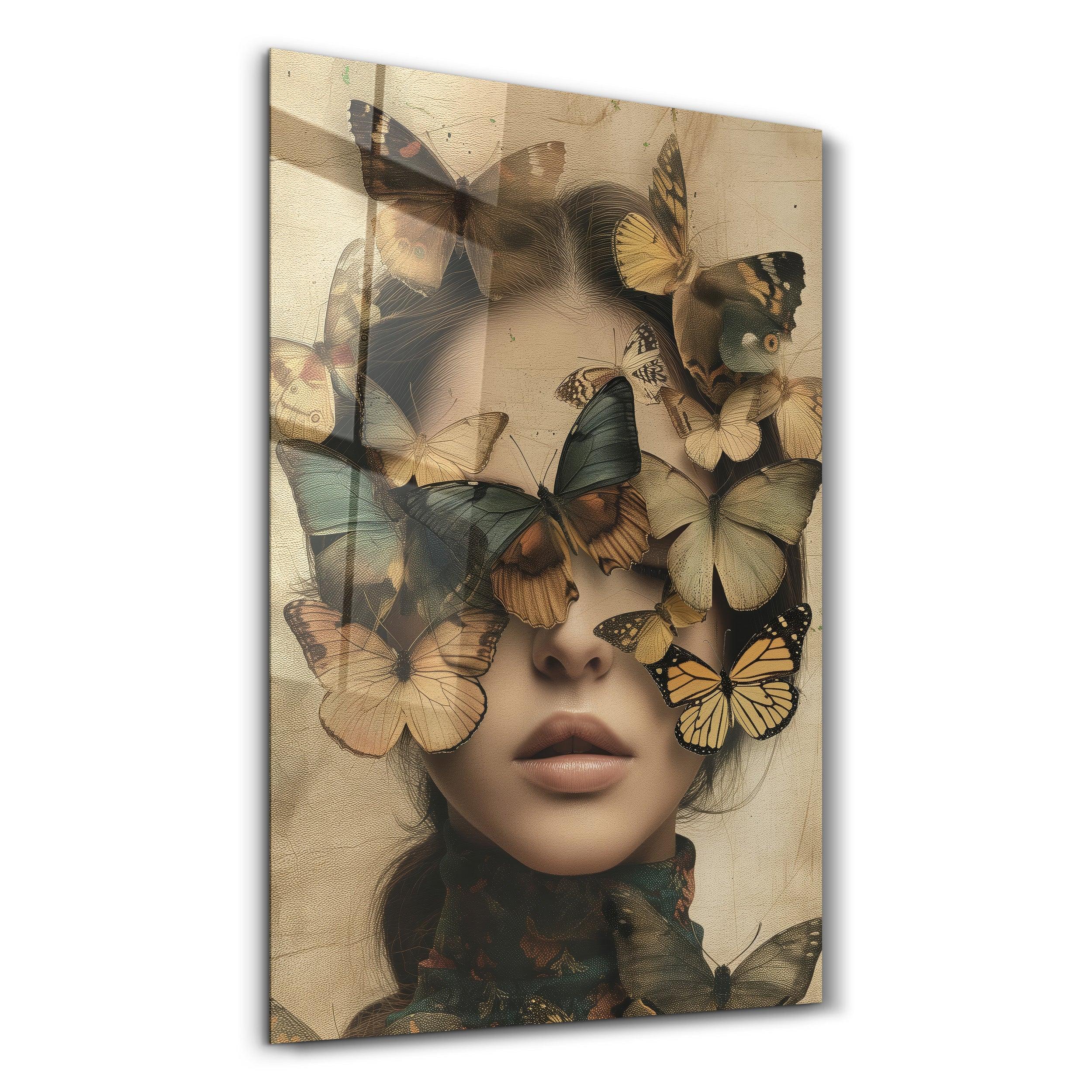 Butterflies on my Head - Glass Wall Art - ArtDesigna Glass Printing Wall Art