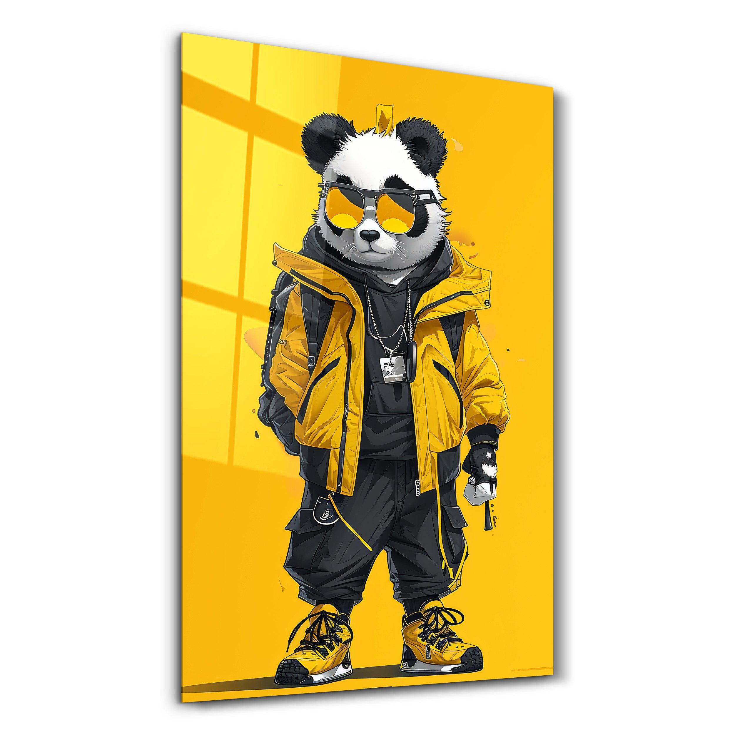 Stylish Panda - Glass Wall Art - ArtDesigna Glass Printing Wall Art