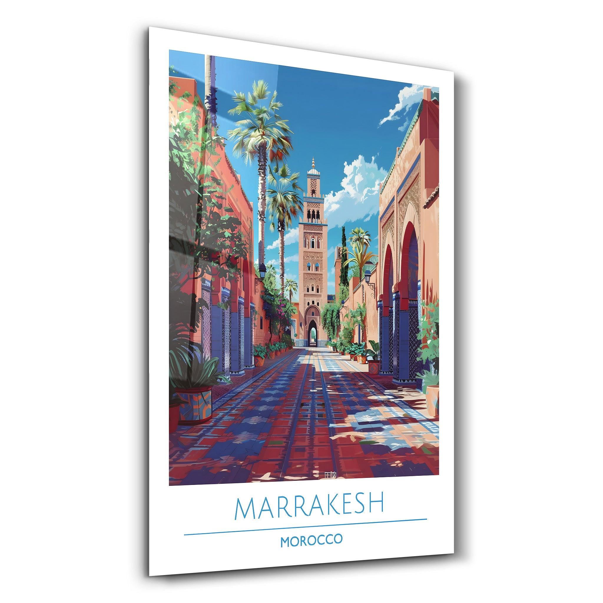 Marrakesh Morocco-Travel Posters | Glass Wall Art - ArtDesigna Glass Printing Wall Art