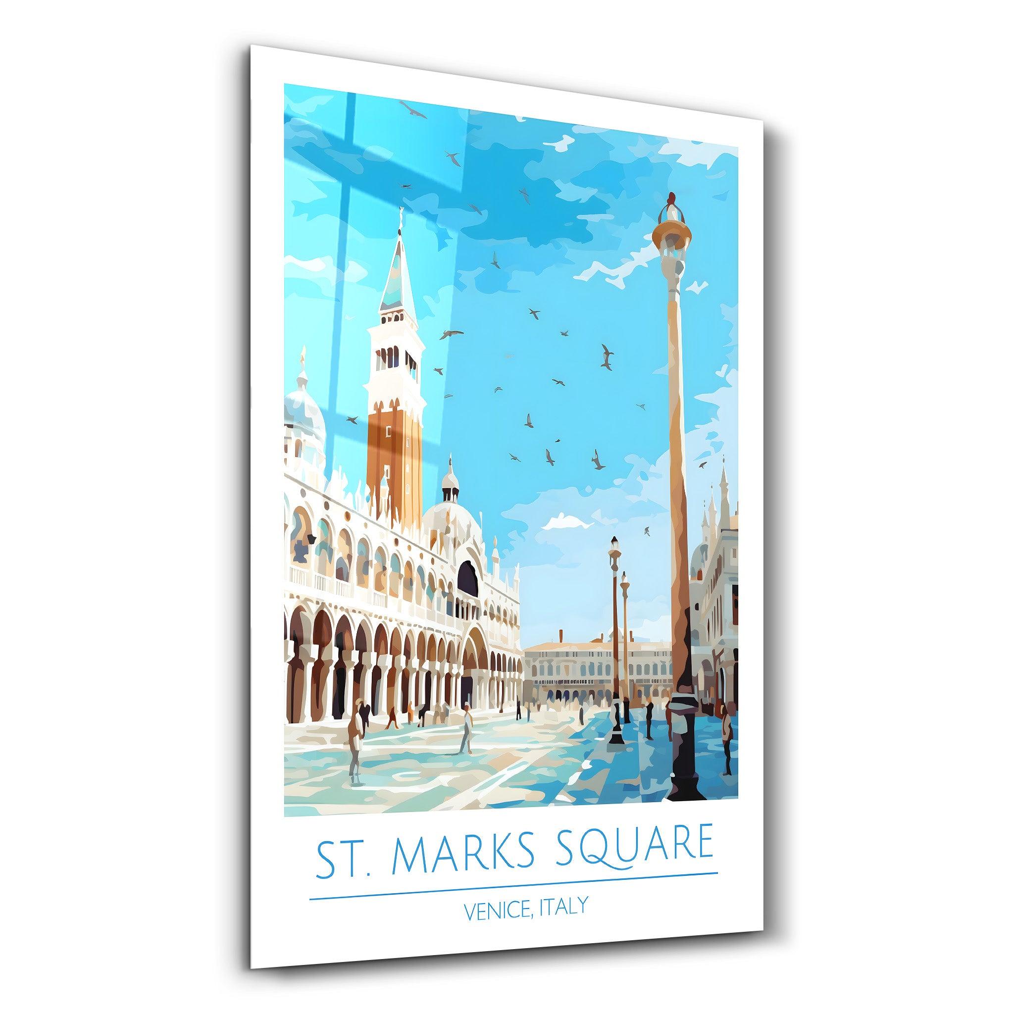 St. Marks Sqaure-Venice Italy-Travel Posters | Glass Wall Art - ArtDesigna Glass Printing Wall Art