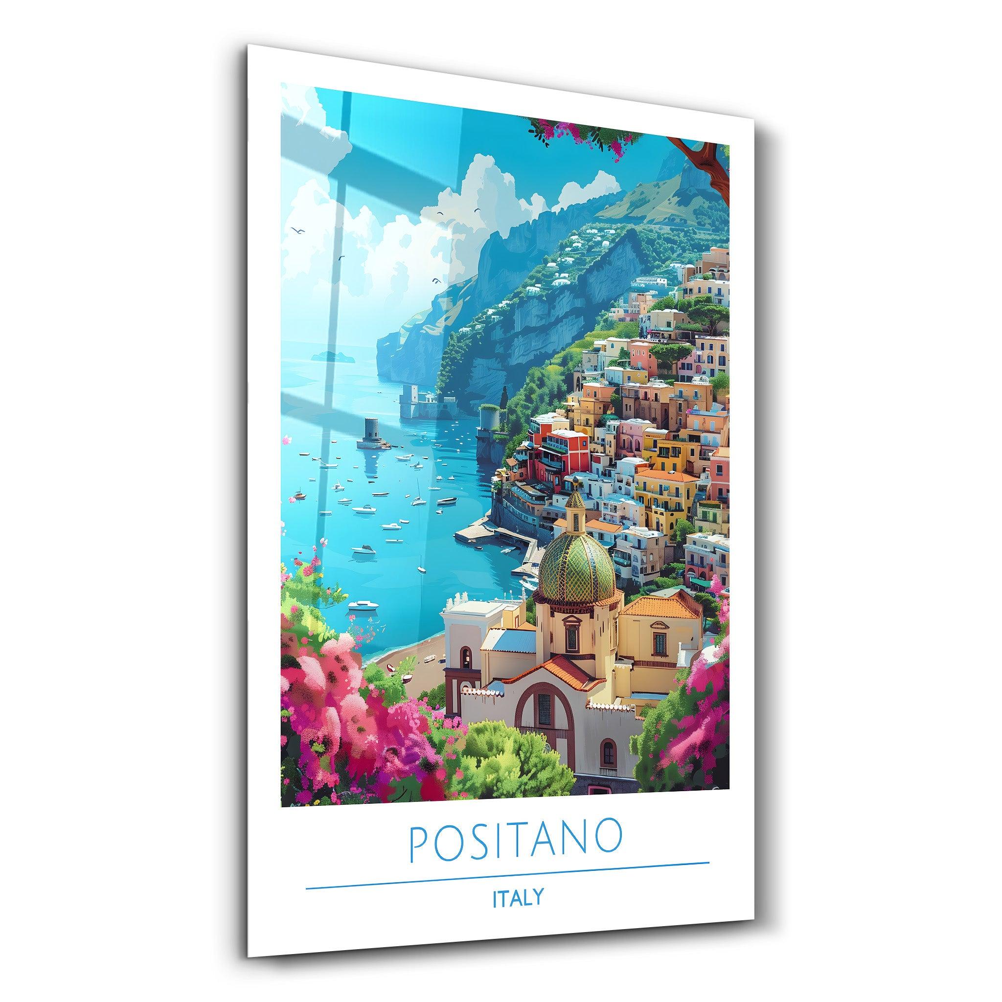 Positano Italy-Travel Posters | Glass Wall Art – ArtDesigna Glass ...