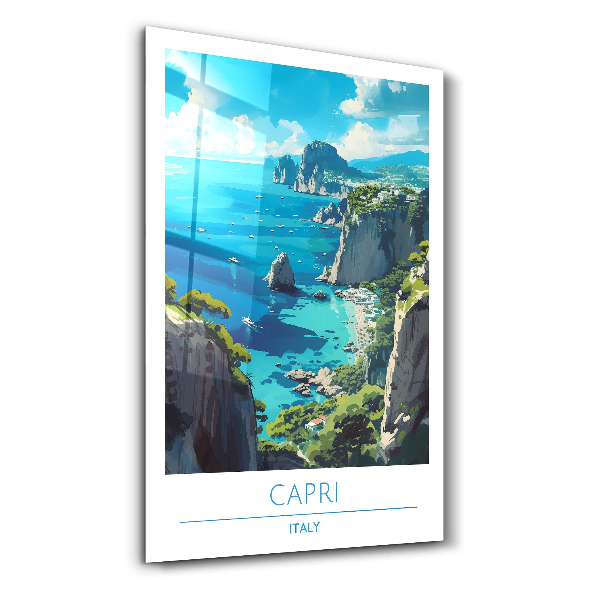 Capri Italy-Travel Posters | Glass Wall Art - ArtDesigna Glass Printing Wall Art