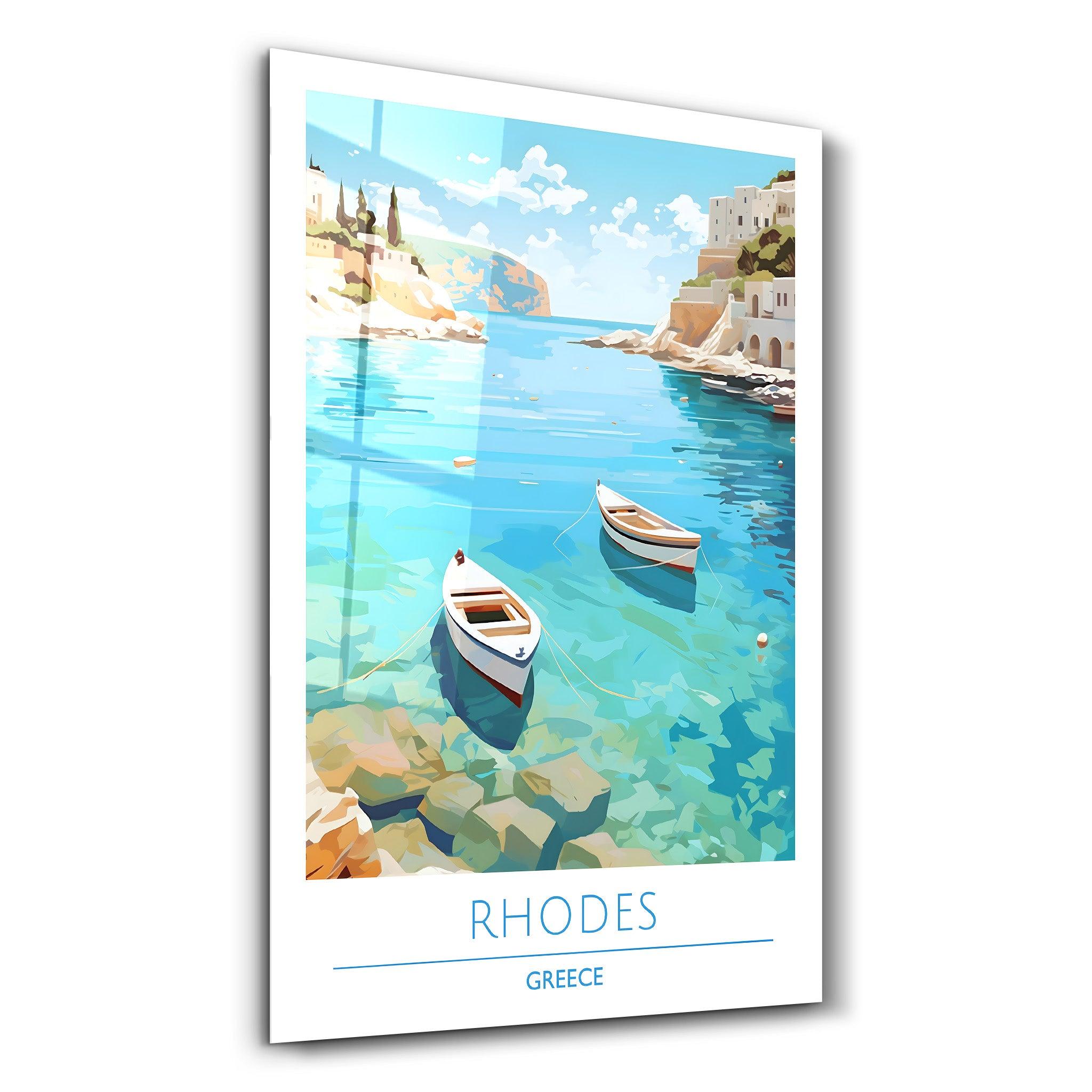 Rhodes Greece-Travel Posters | Glass Wall Art - ArtDesigna Glass Printing Wall Art