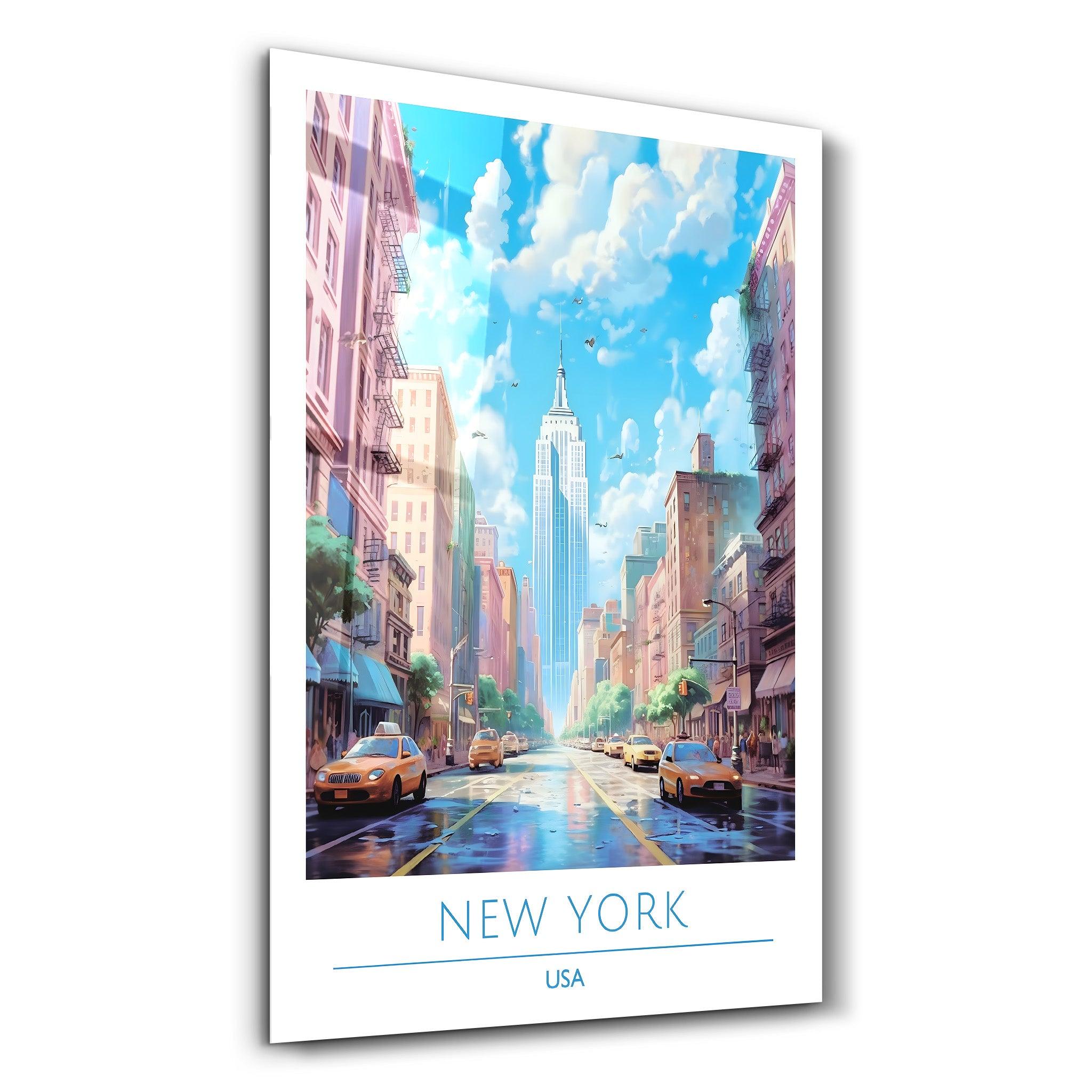 New York USA-Travel Posters | Glass Wall Art - ArtDesigna Glass Printing Wall Art