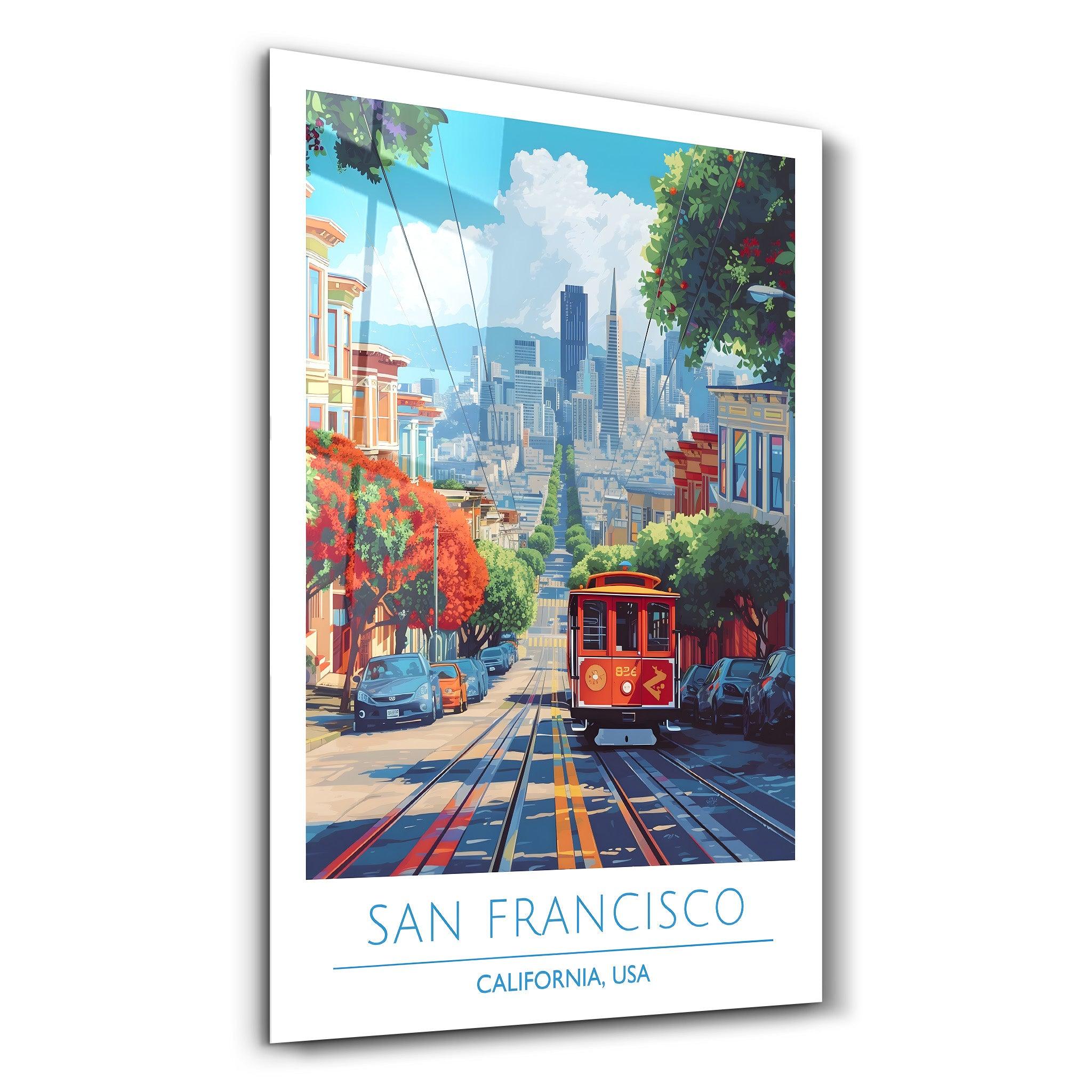 San Francisco-California USA-Travel Posters | Glass Wall Art - ArtDesigna Glass Printing Wall Art