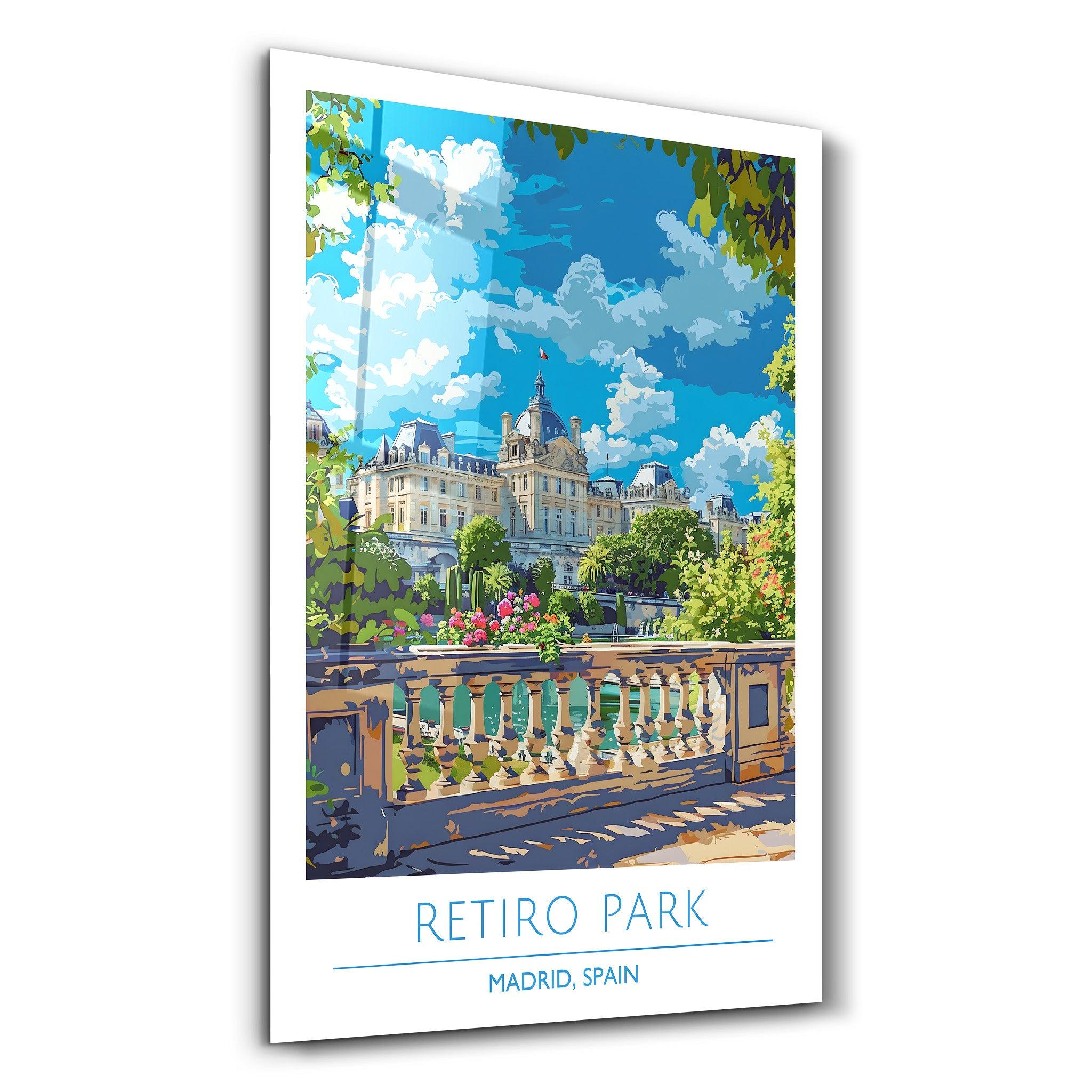 Retiro Park-Madrid Spain-Travel Posters | Glass Wall Art - ArtDesigna Glass Printing Wall Art