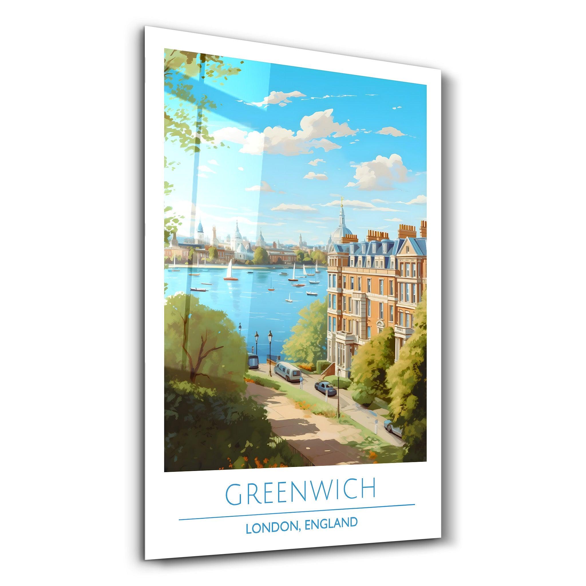 Greenwich-London England-Travel Posters | Glass Wall Art - ArtDesigna Glass Printing Wall Art