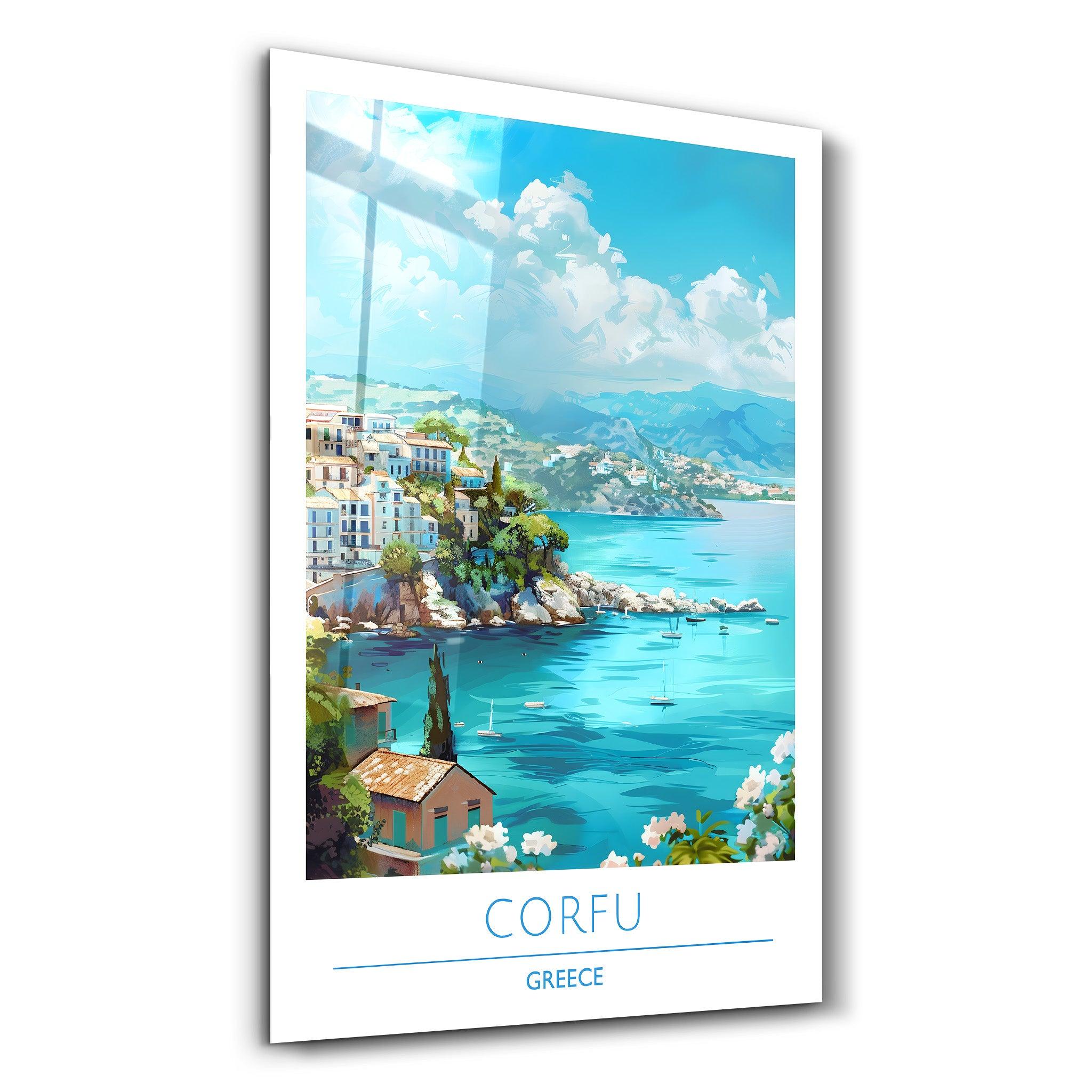 Corfu Greece-Travel Posters | Glass Wall Art - ArtDesigna Glass Printing Wall Art