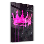 Pink Crown - Glass Wall Art