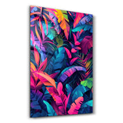 Colorful Tropical Leaves - Glass Wall Art